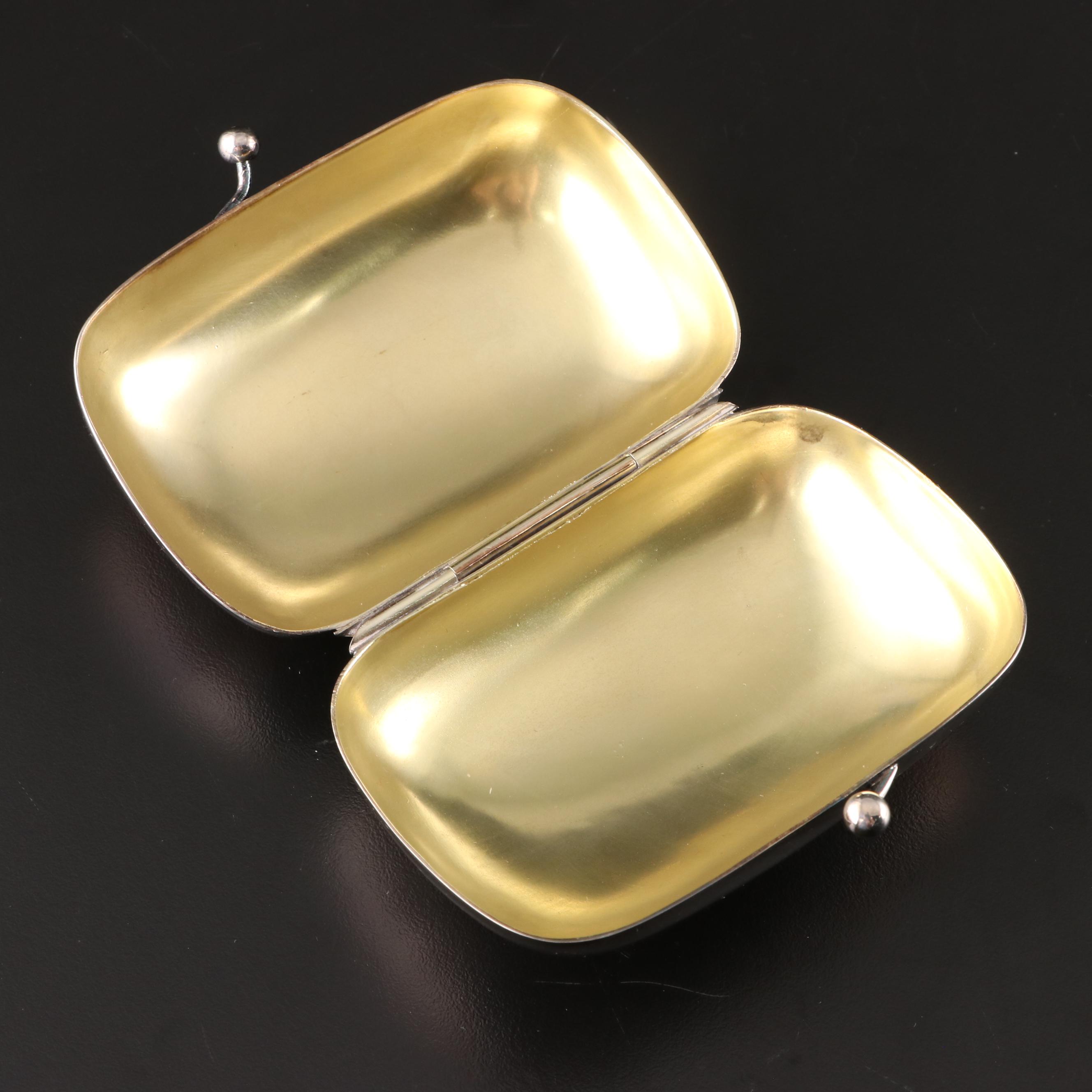 Hans Jensen Repoussé Silver Plate Comb and Mirror with Silver Box and Bowl