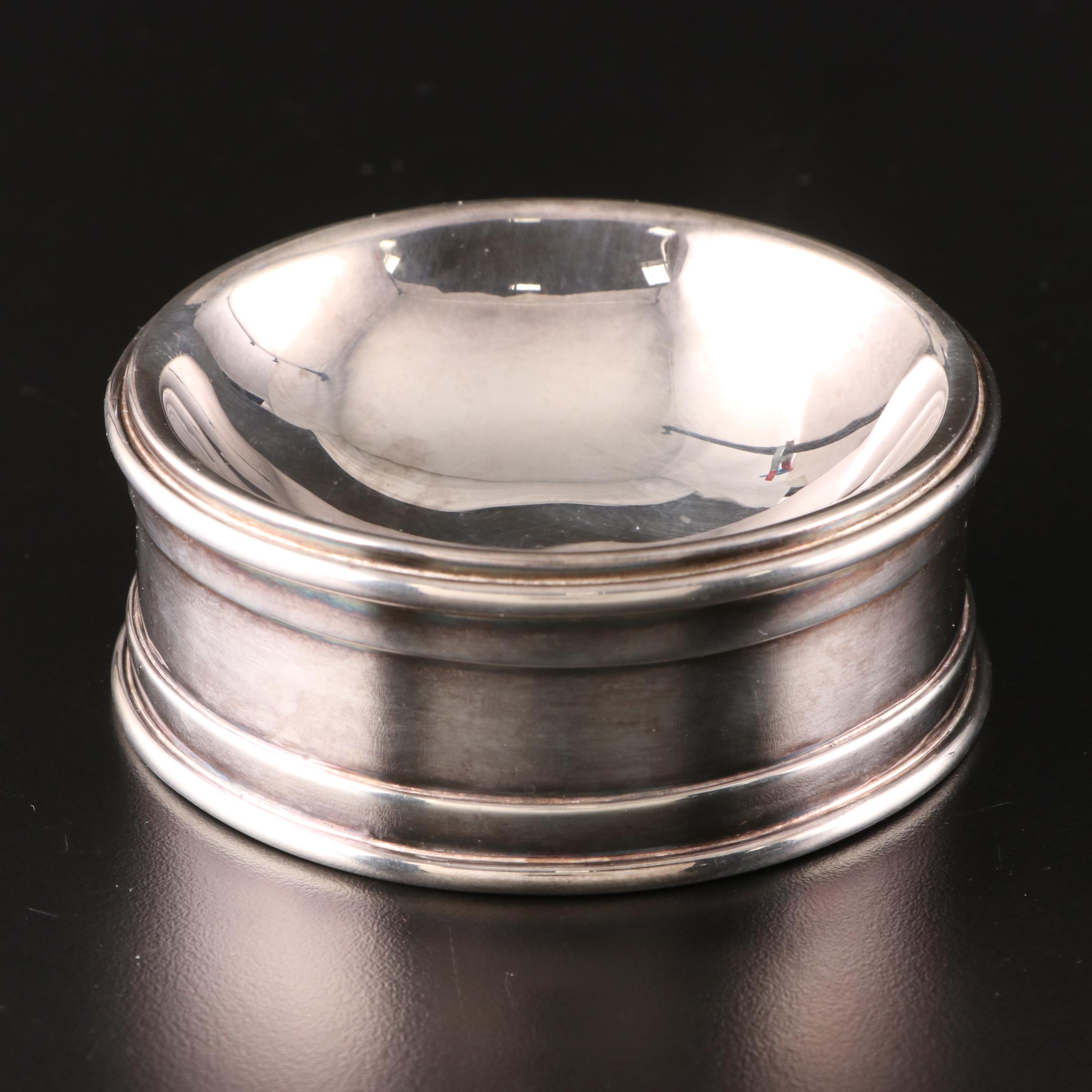 Hans Jensen Repoussé Silver Plate Comb and Mirror with Silver Box and Bowl