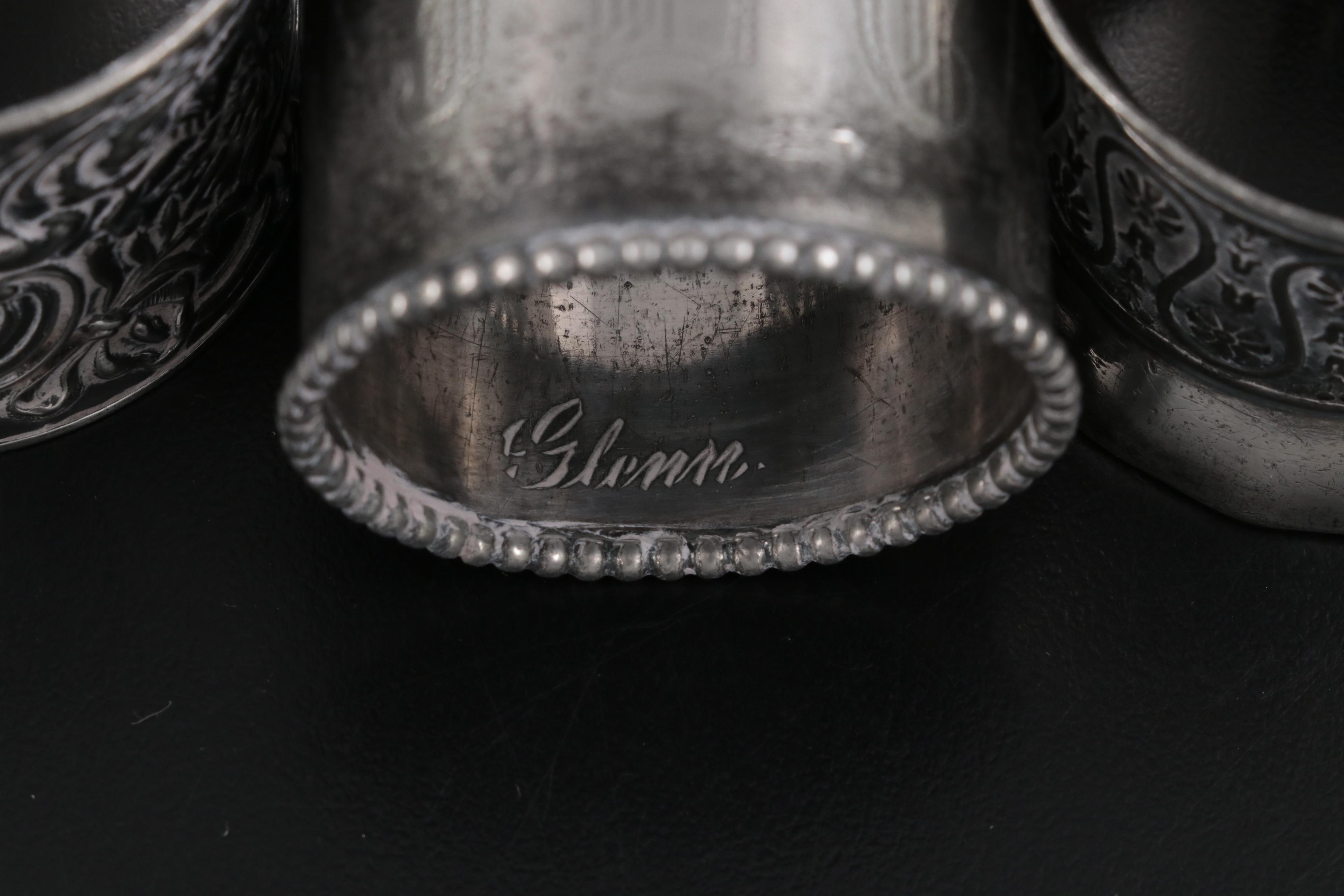 Sterling Silver Tongs with Sterling Silver Rimmed Plate and Other Tableware