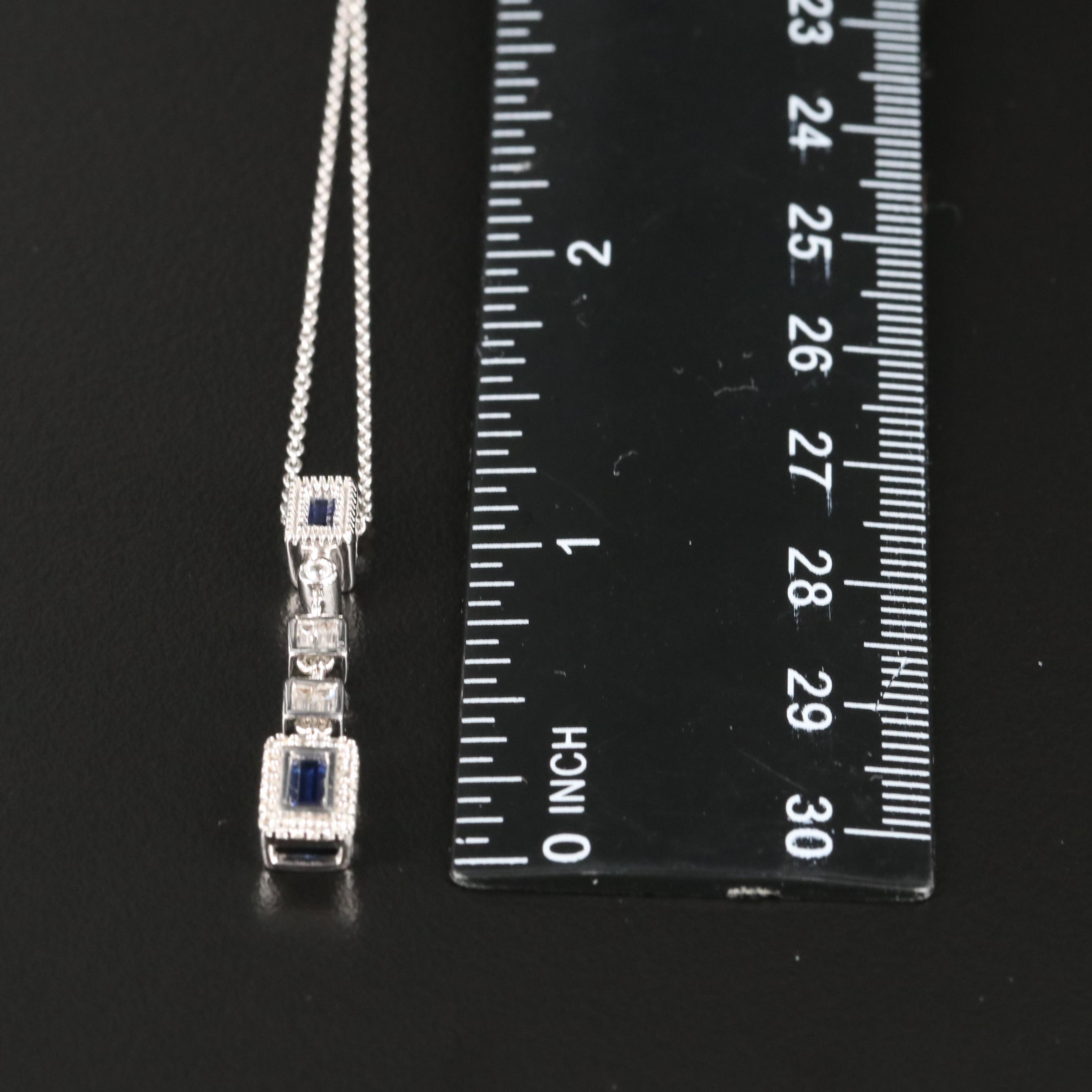 Sterling Sapphire Drop Pendant Necklace