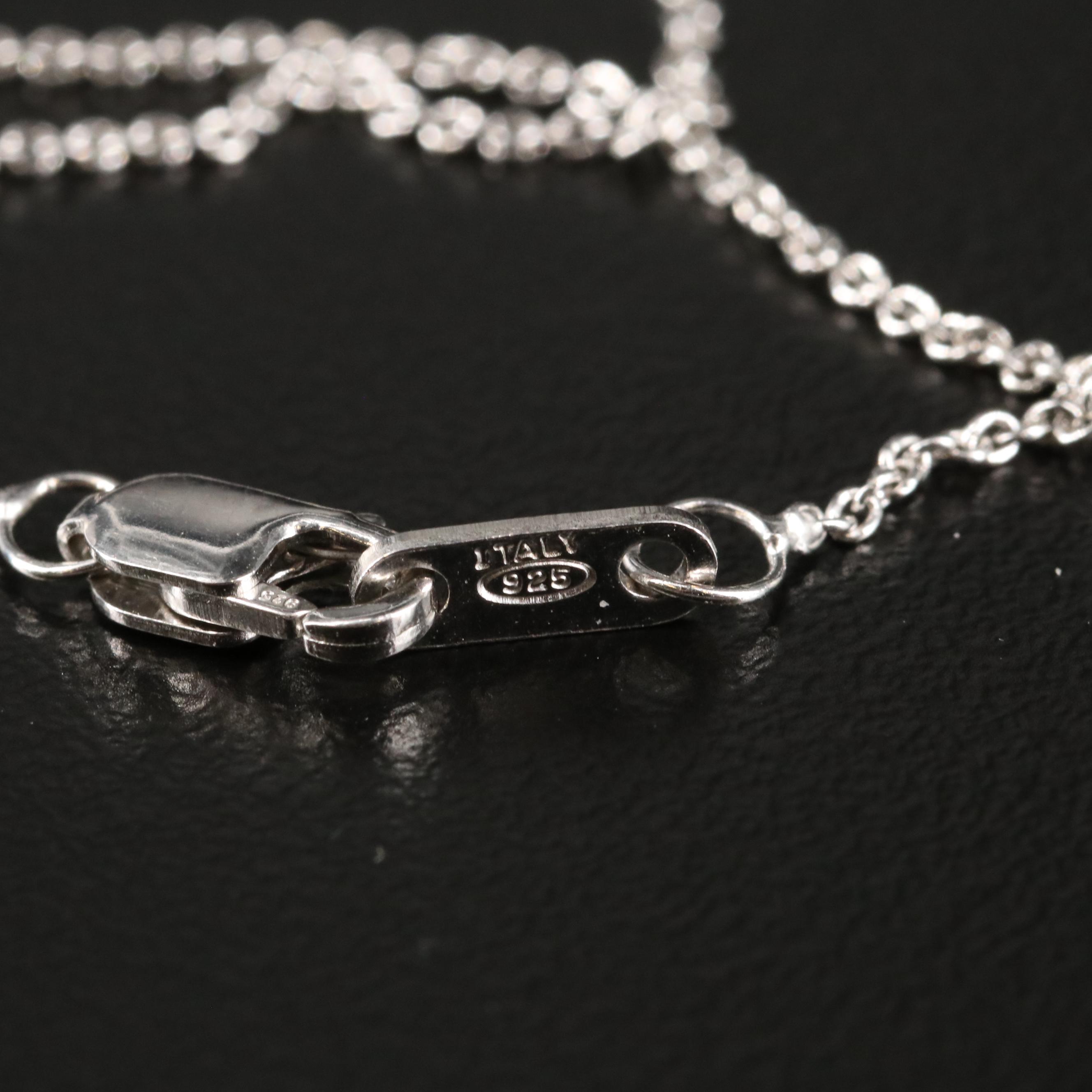 Sterling Sapphire Drop Pendant Necklace