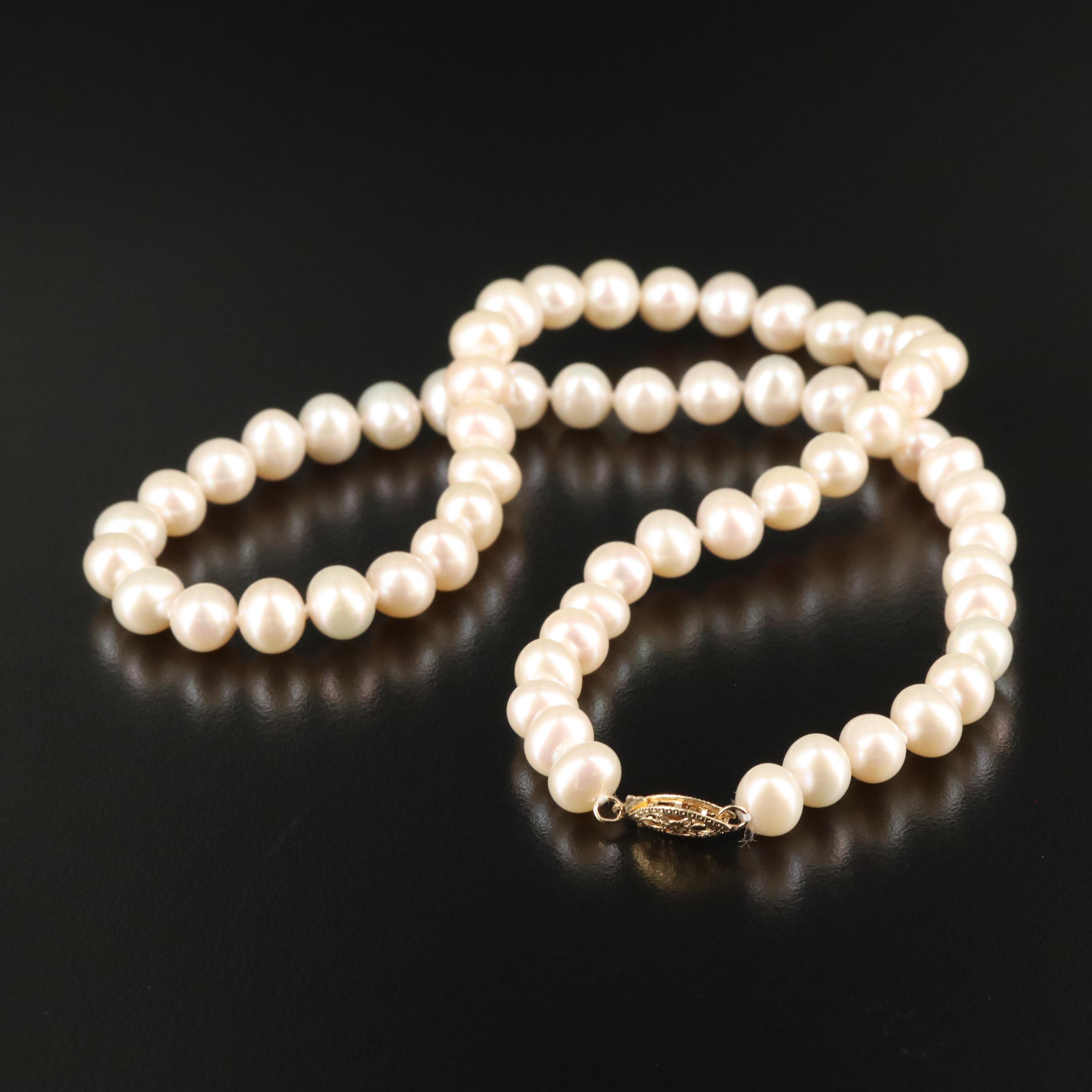 Pearl Necklace with 14K Clasp