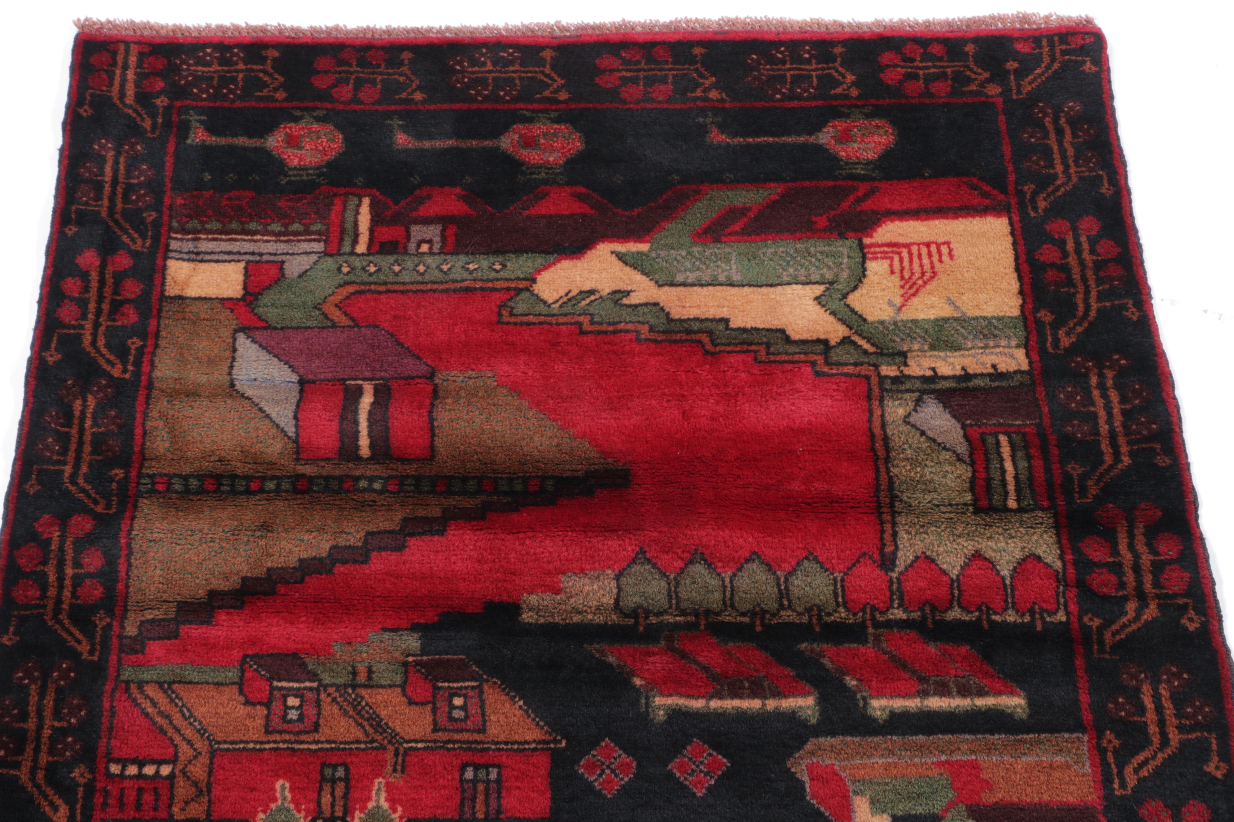 3' x 4'8 Hand-Knotted Afghan Pictorial Accent Rug