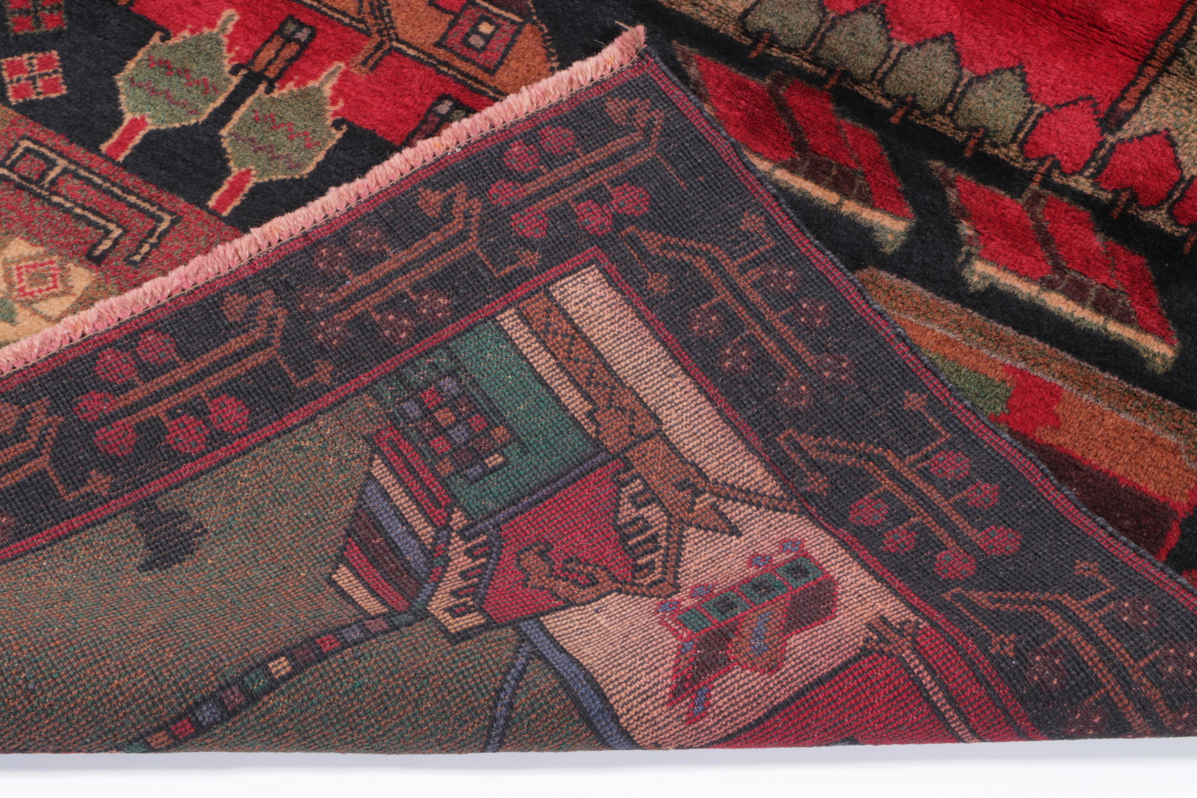 3' x 4'8 Hand-Knotted Afghan Pictorial Accent Rug