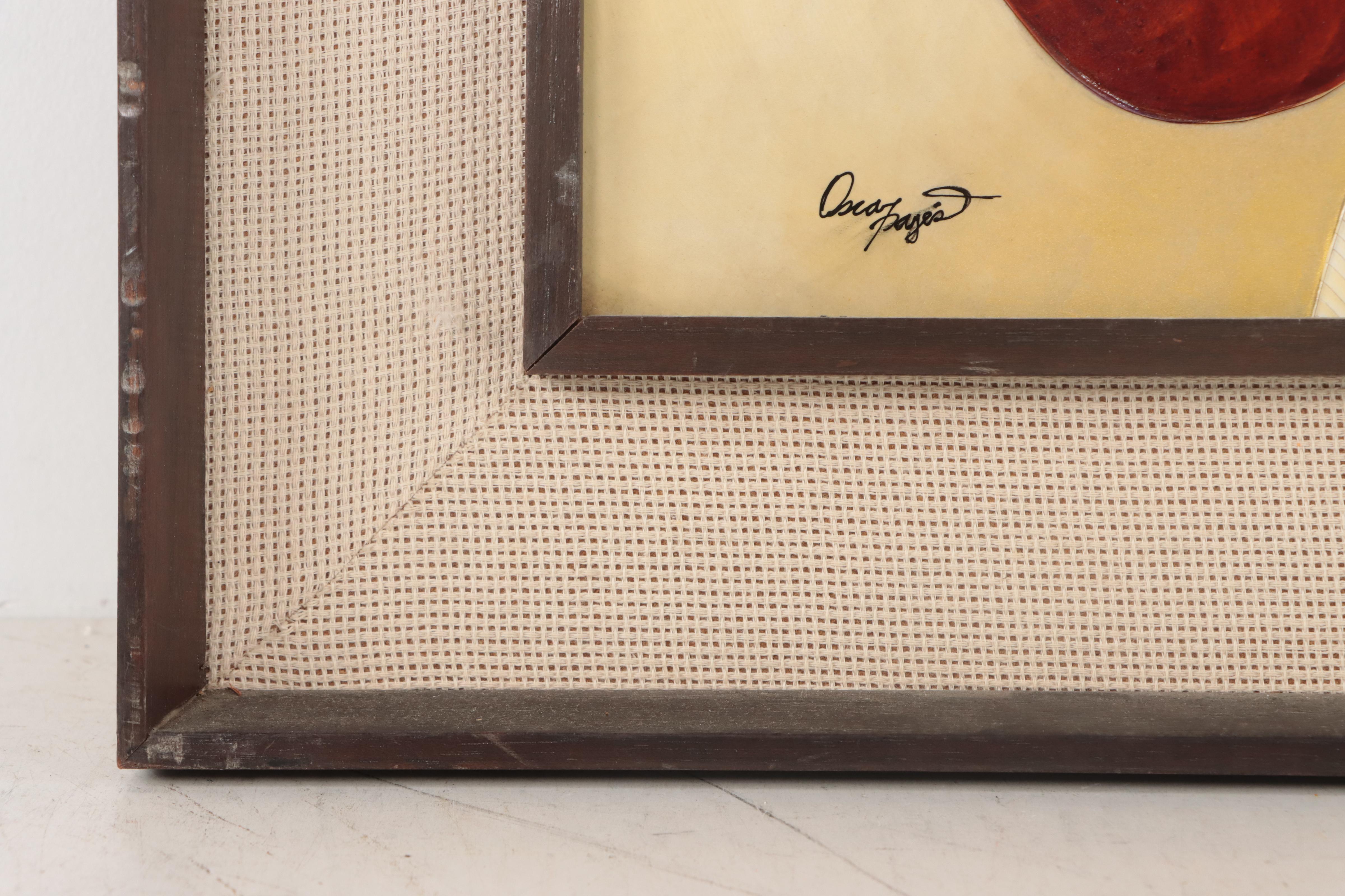 Oscar Payés Mixed Media Painting "Palín, Guatemala," 1986