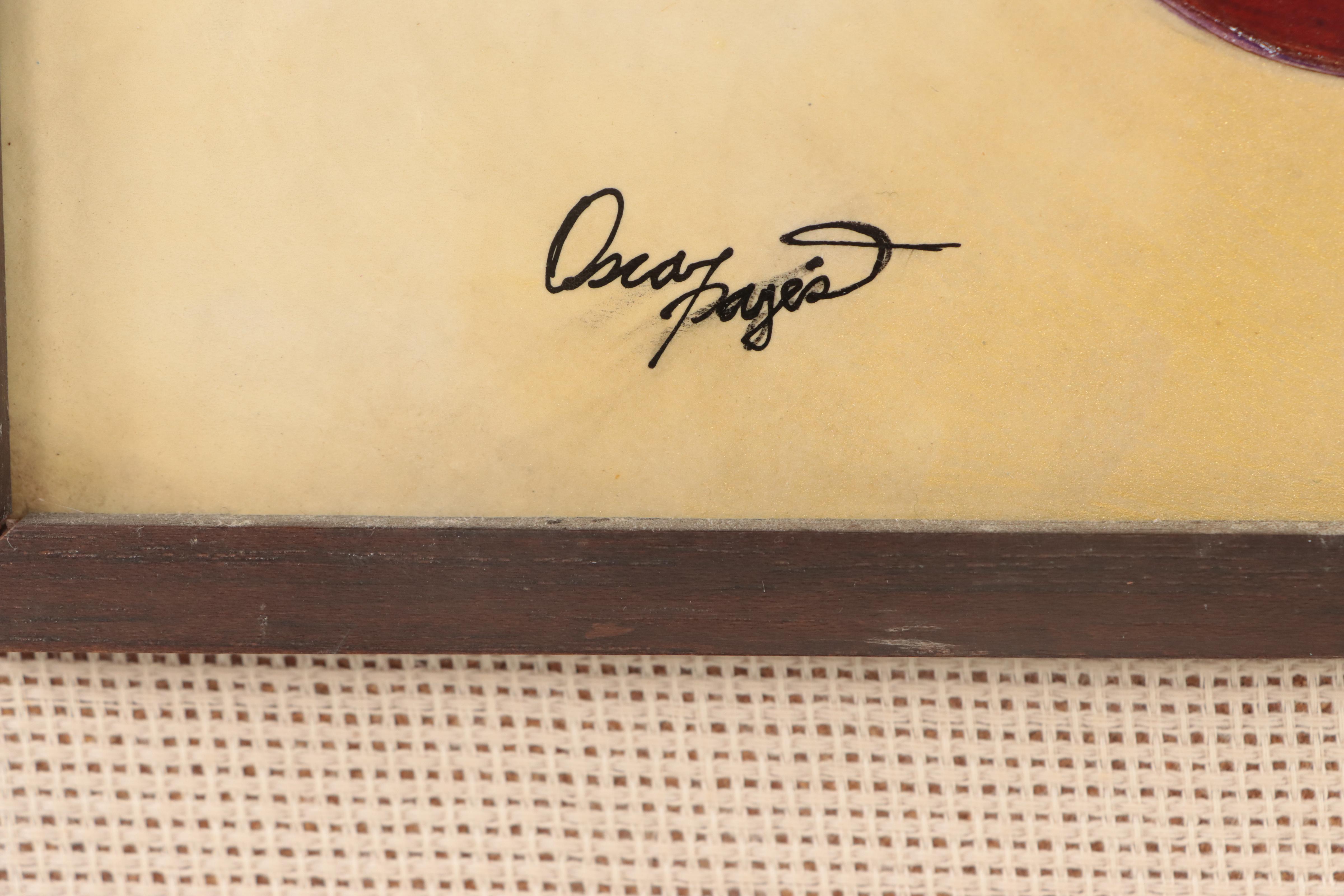 Oscar Payés Mixed Media Painting "Palín, Guatemala," 1986