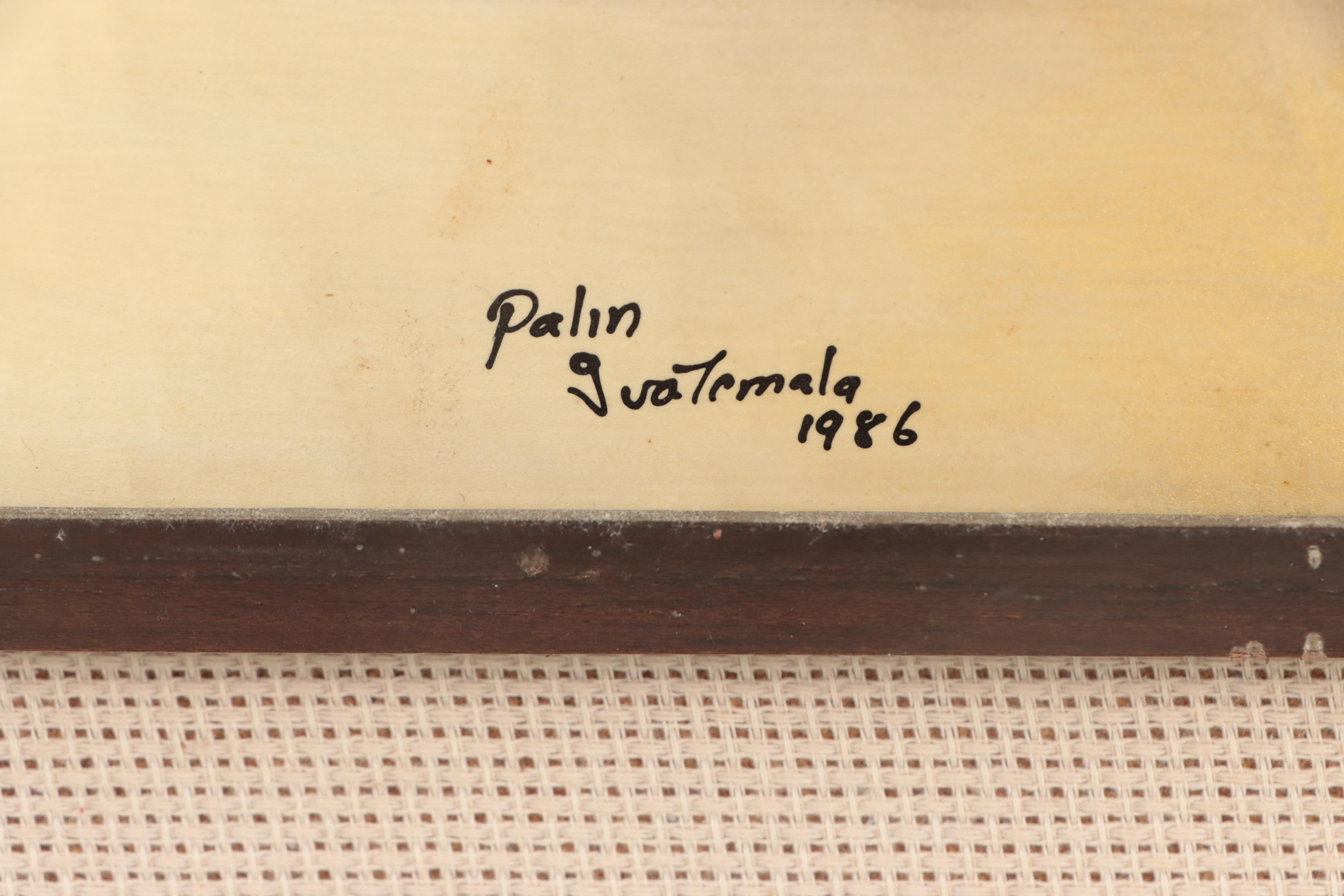 Oscar Payés Mixed Media Painting "Palín, Guatemala," 1986