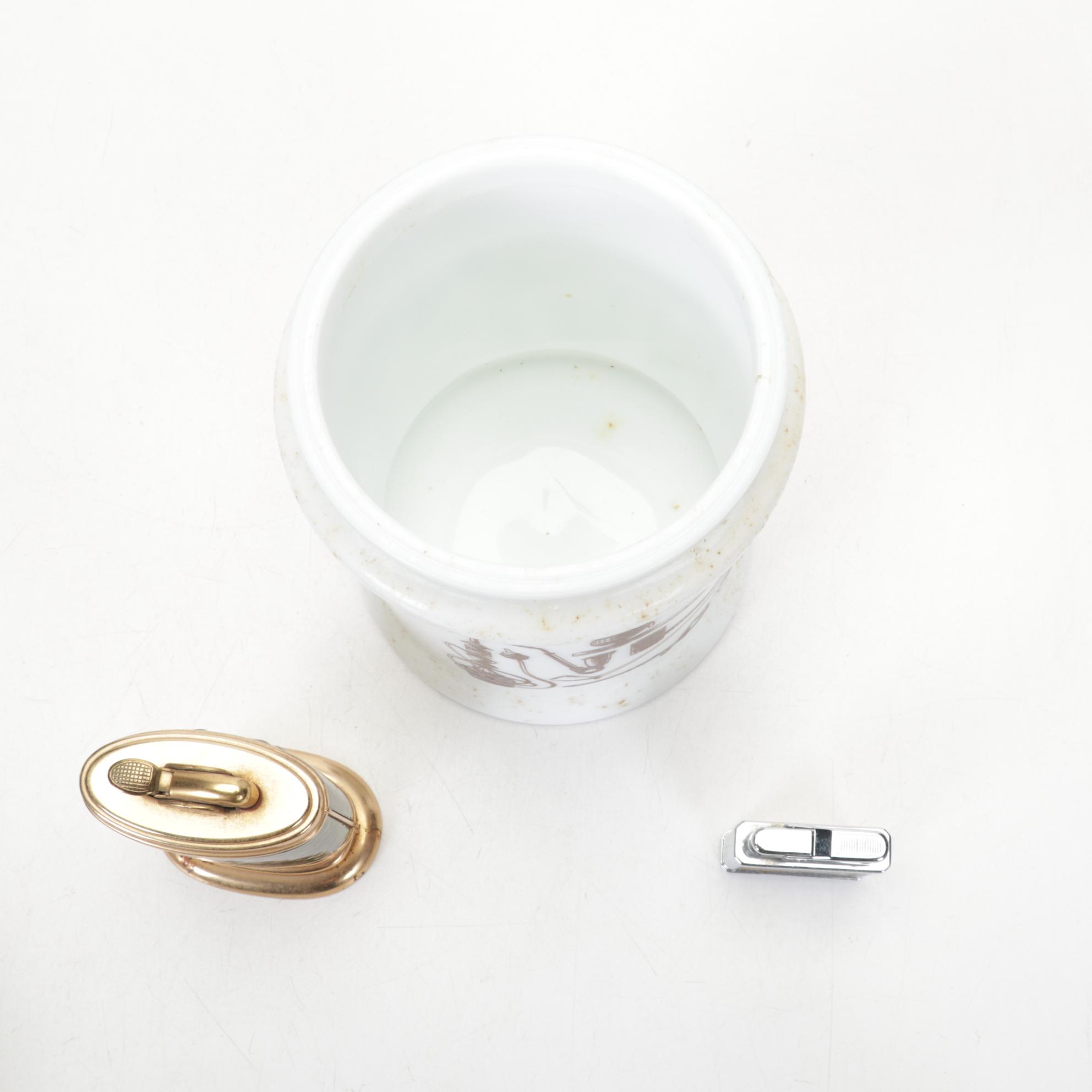 Milk Glass Tobacco Jar, Swedish Glass, Candle Holders, and More