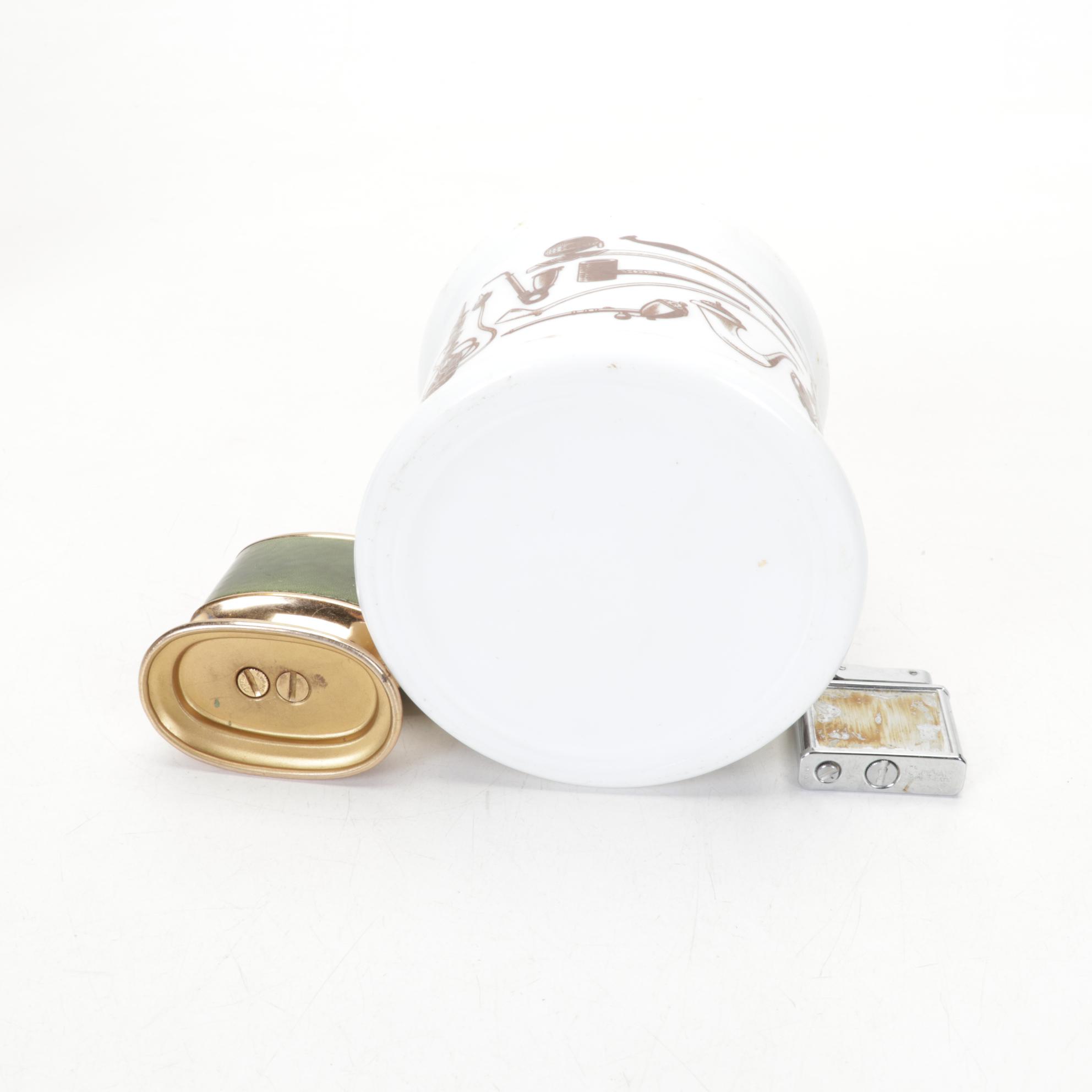 Milk Glass Tobacco Jar, Swedish Glass, Candle Holders, and More