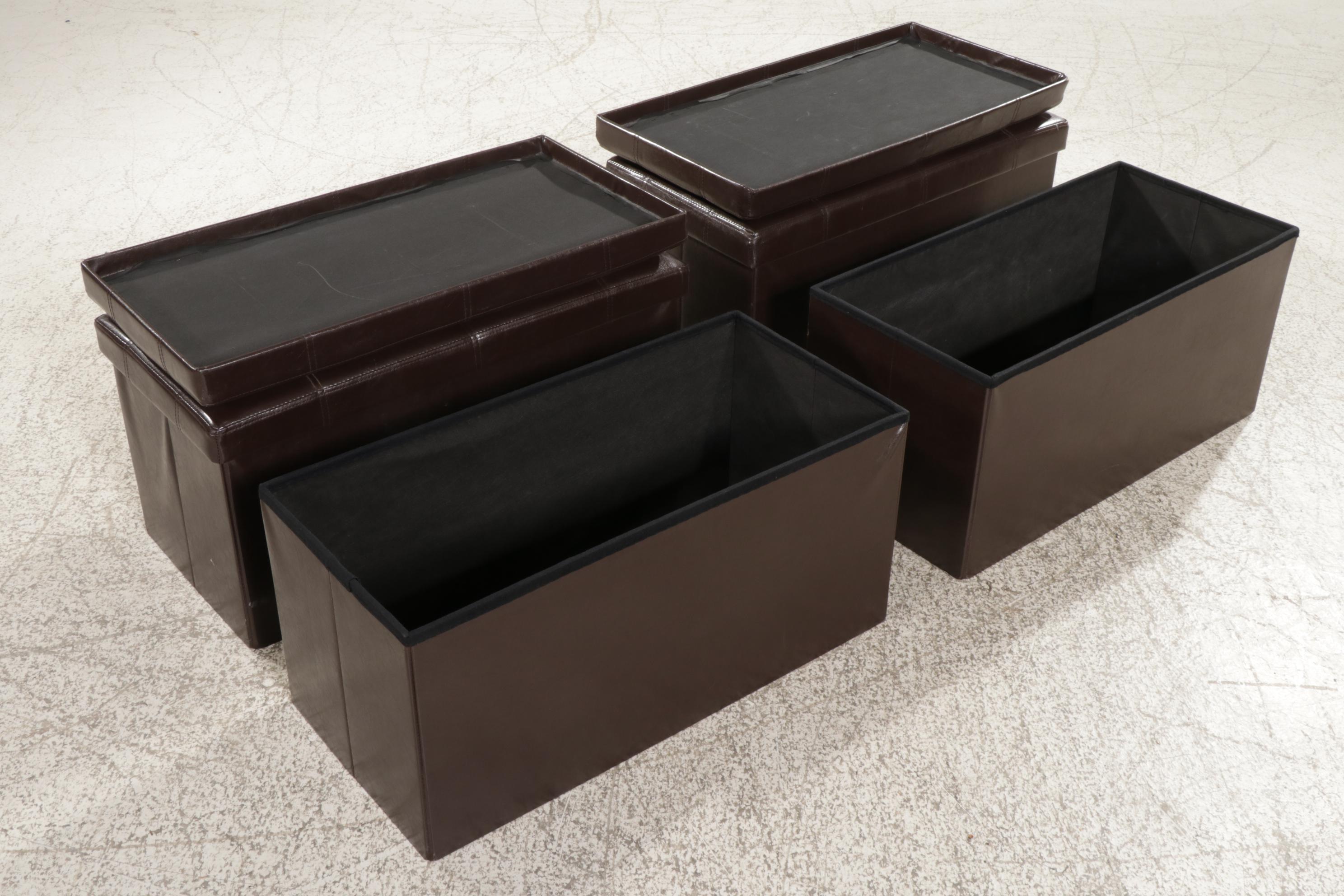 Four Faux Leather Collapsible Trunks