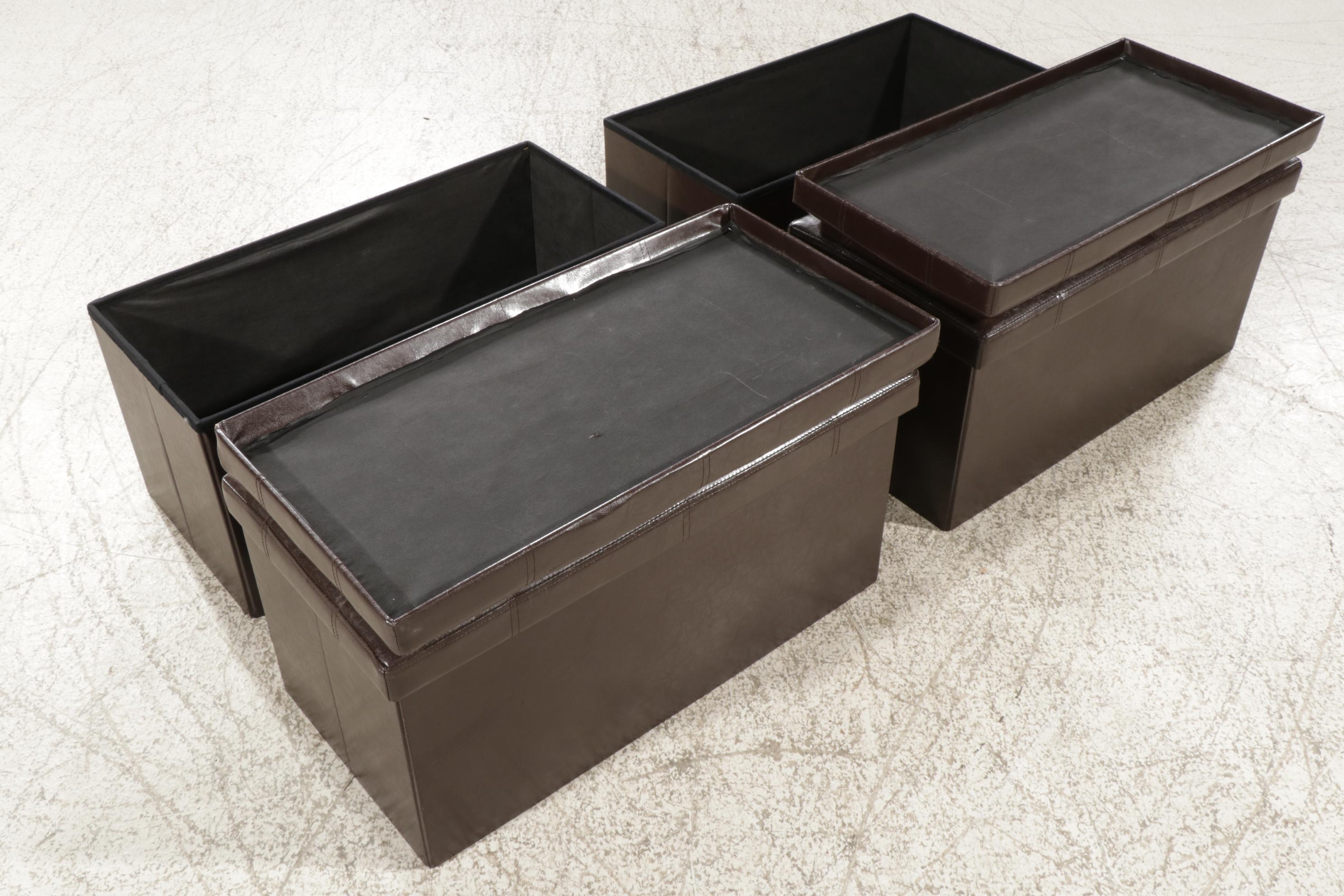 Four Faux Leather Collapsible Trunks