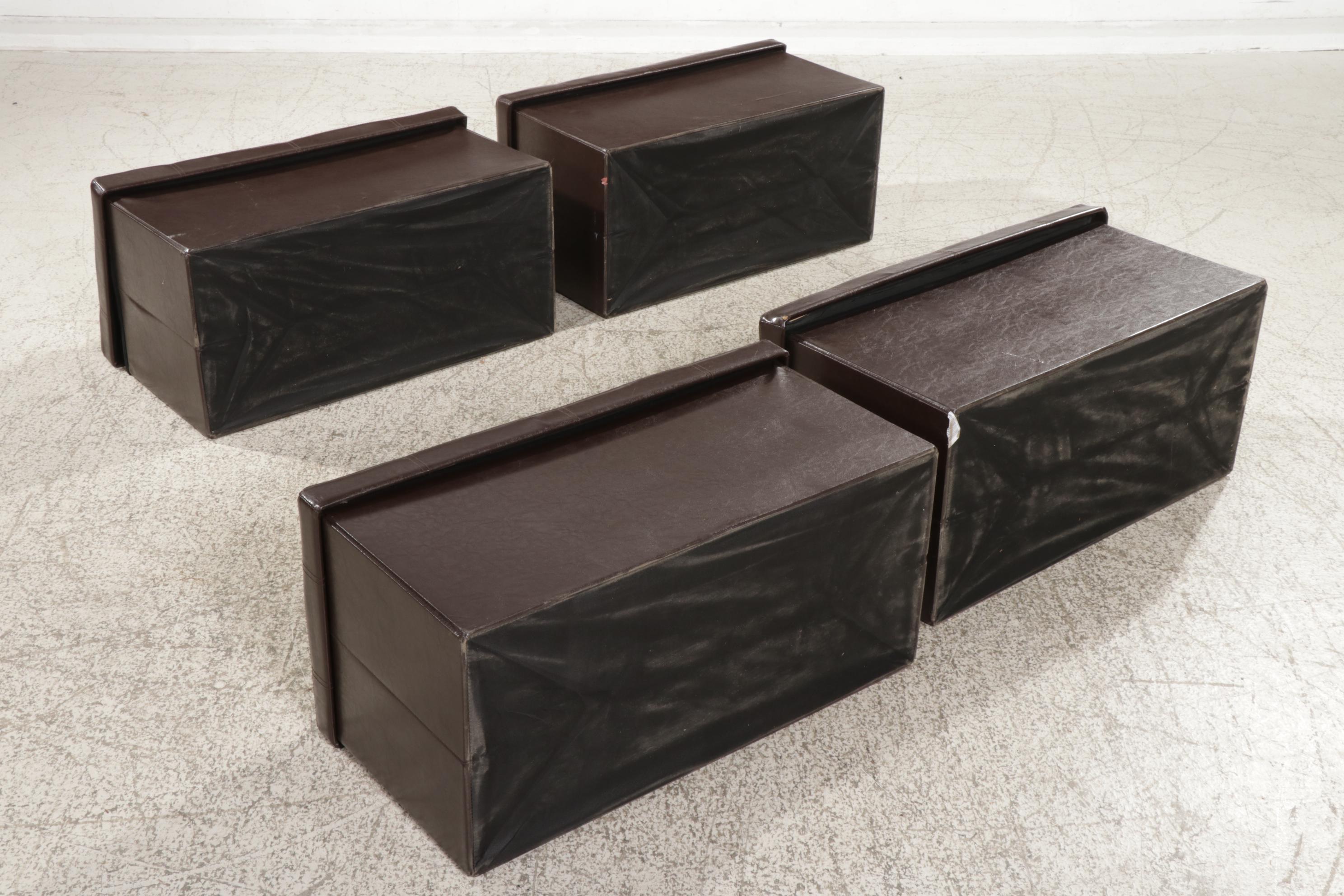 Four Faux Leather Collapsible Trunks