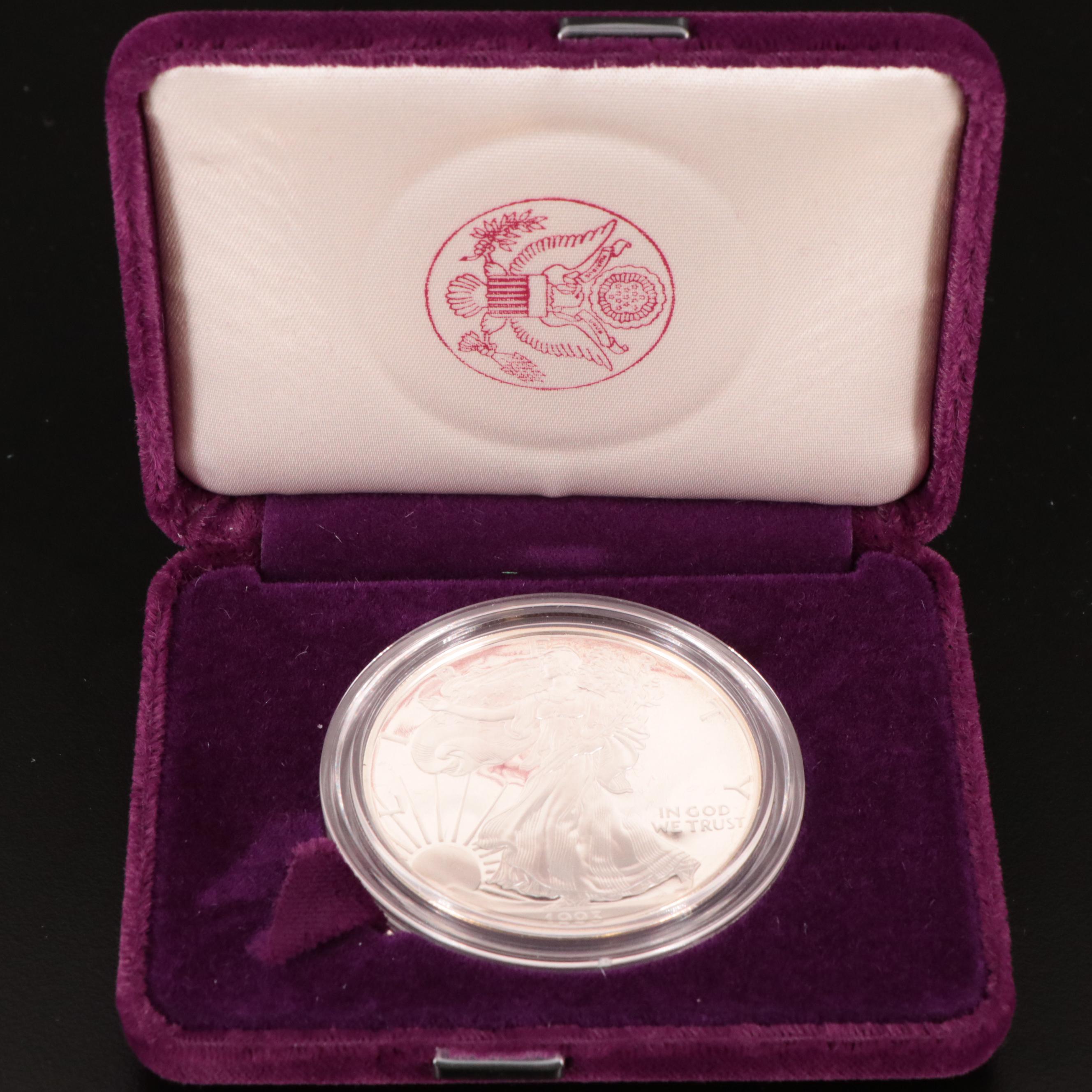 Two U.S. Mint Silver Proof Sets and a Proof American Silver Eagle