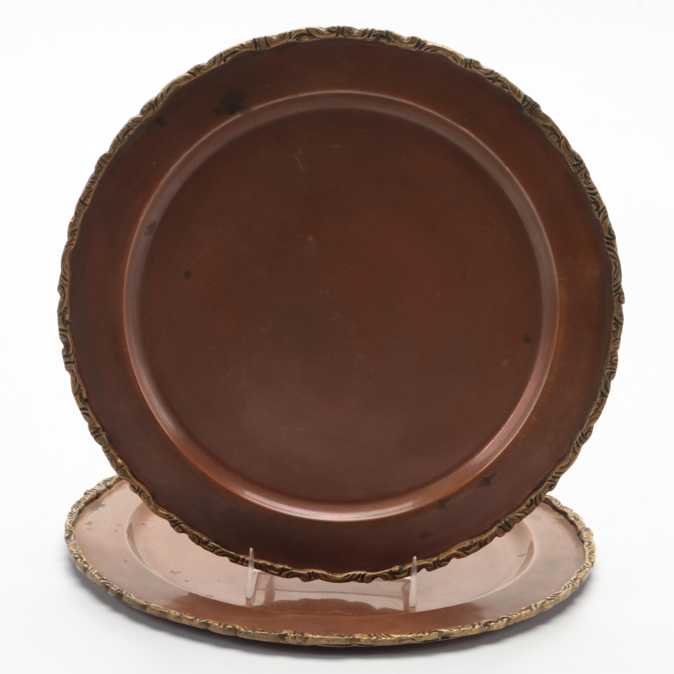 Copper Fondue Pot with Other Tableware, Mid to Late 20th Century