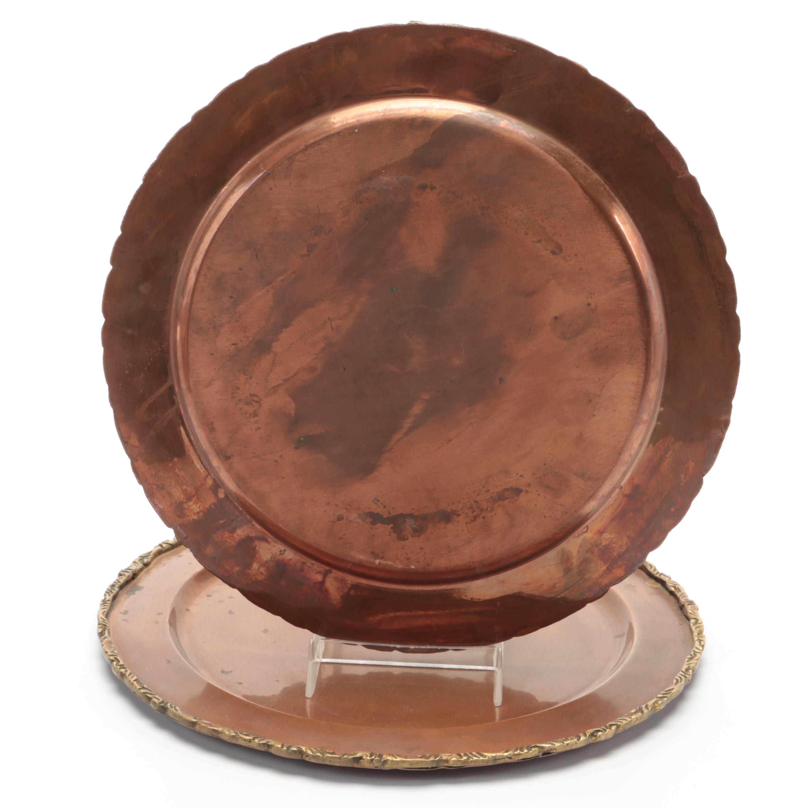 Copper Fondue Pot with Other Tableware, Mid to Late 20th Century