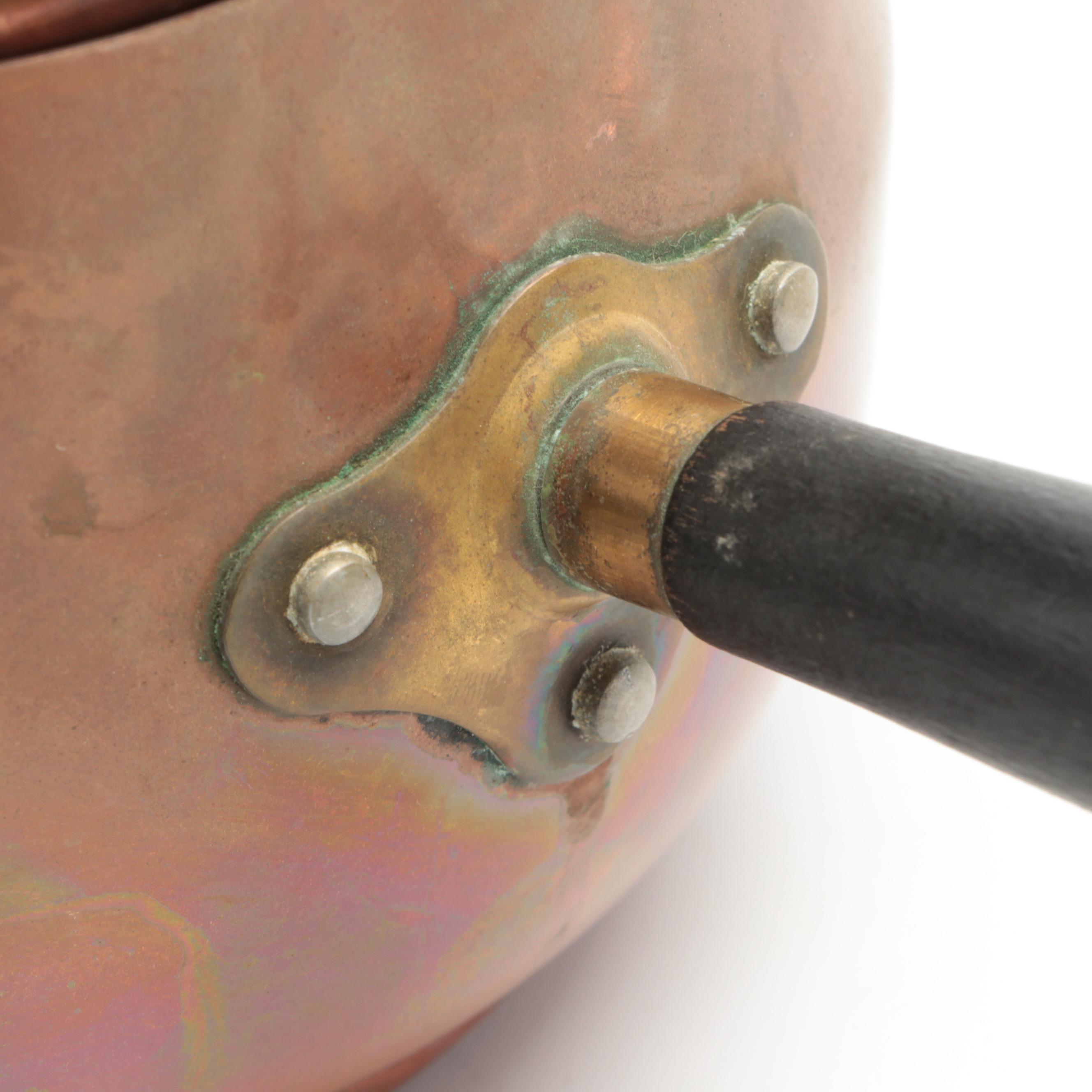 Copper Fondue Pot with Other Tableware, Mid to Late 20th Century