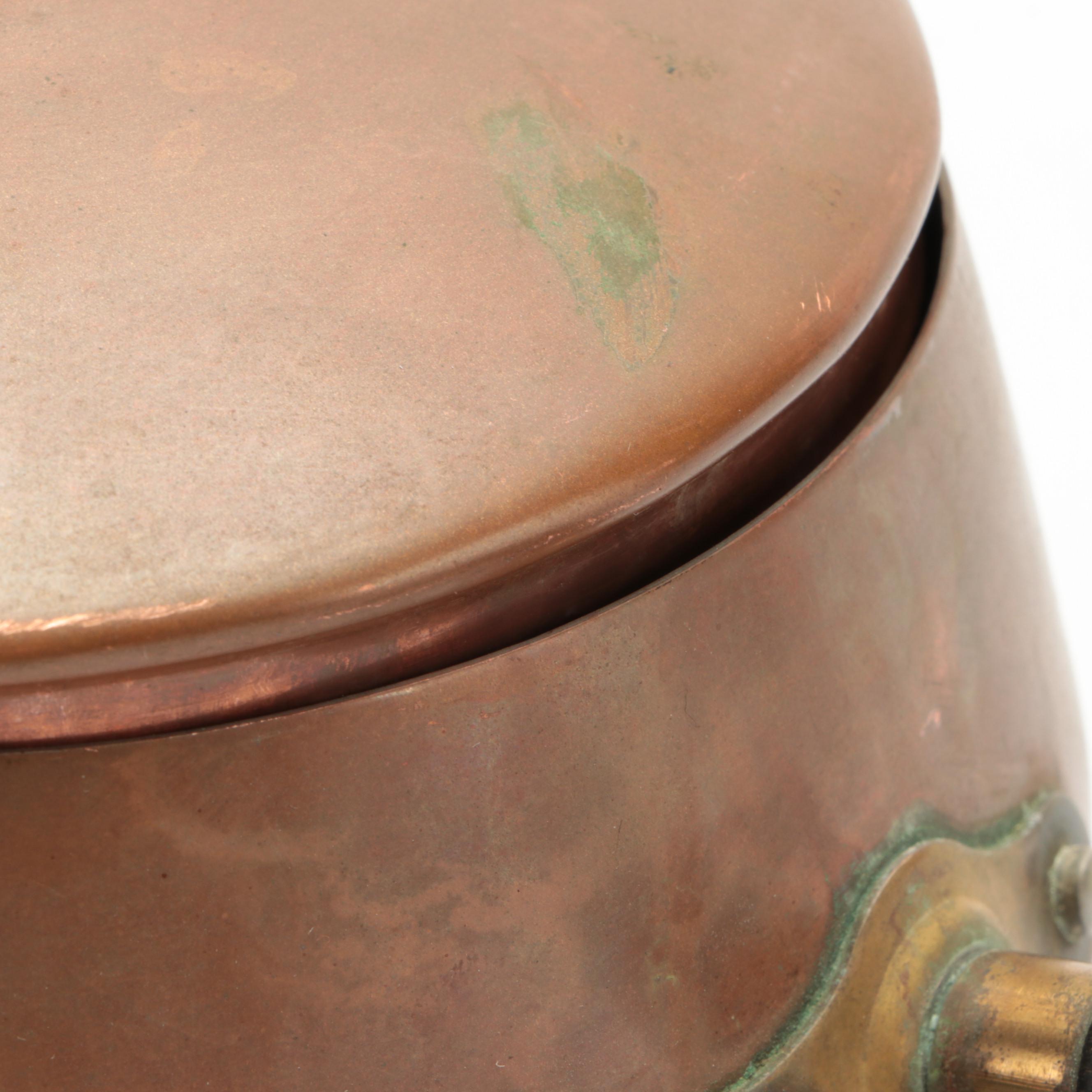 Copper Fondue Pot with Other Tableware, Mid to Late 20th Century