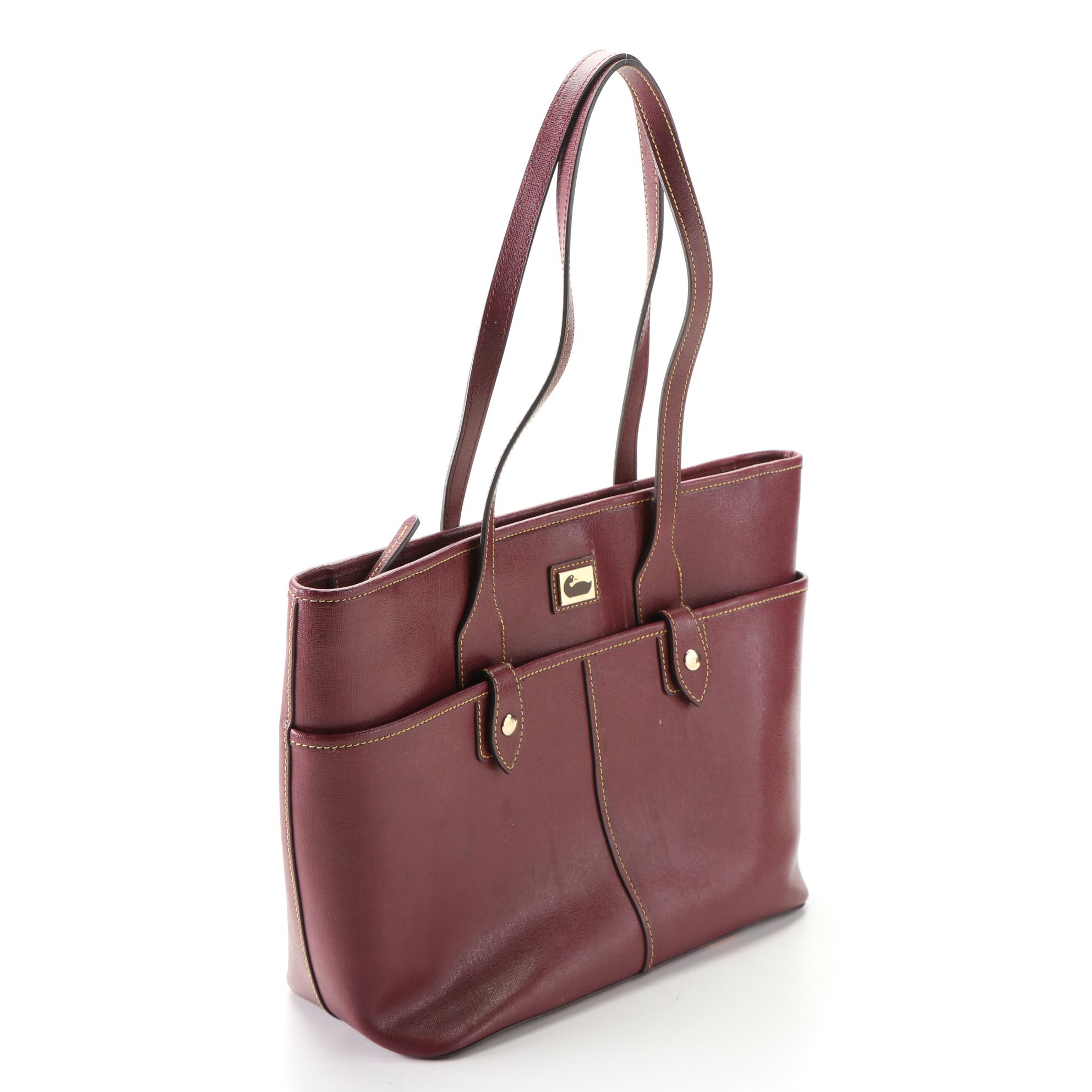 Dooney & Bourke Gray Crossbody, Burgundy Tote, & Orange Shoulder Bag in Leather