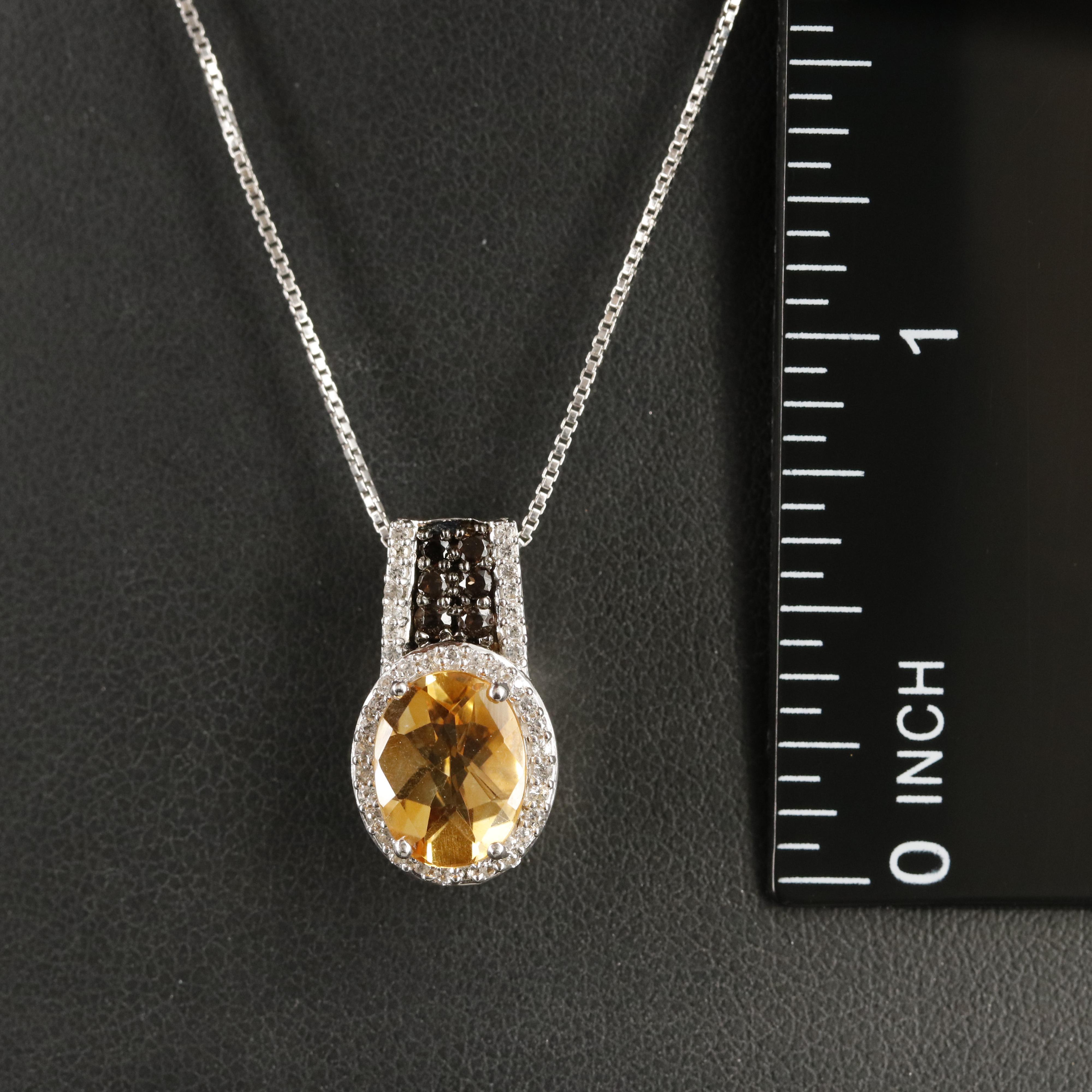 Sterling Citrine, Smoky Quartz and Topaz Pendant Necklace
