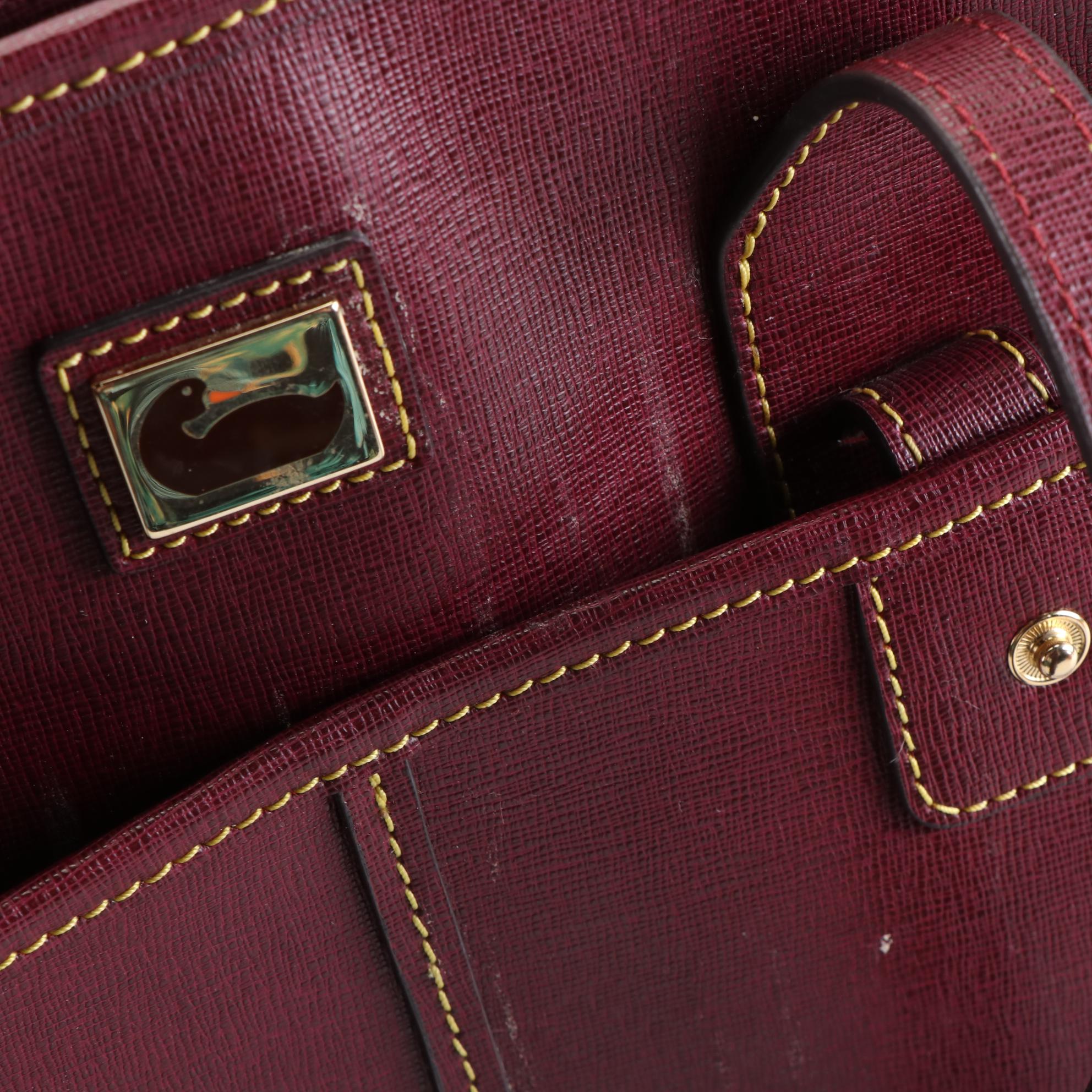 Dooney & Bourke Gray Crossbody, Burgundy Tote, & Orange Shoulder Bag in Leather