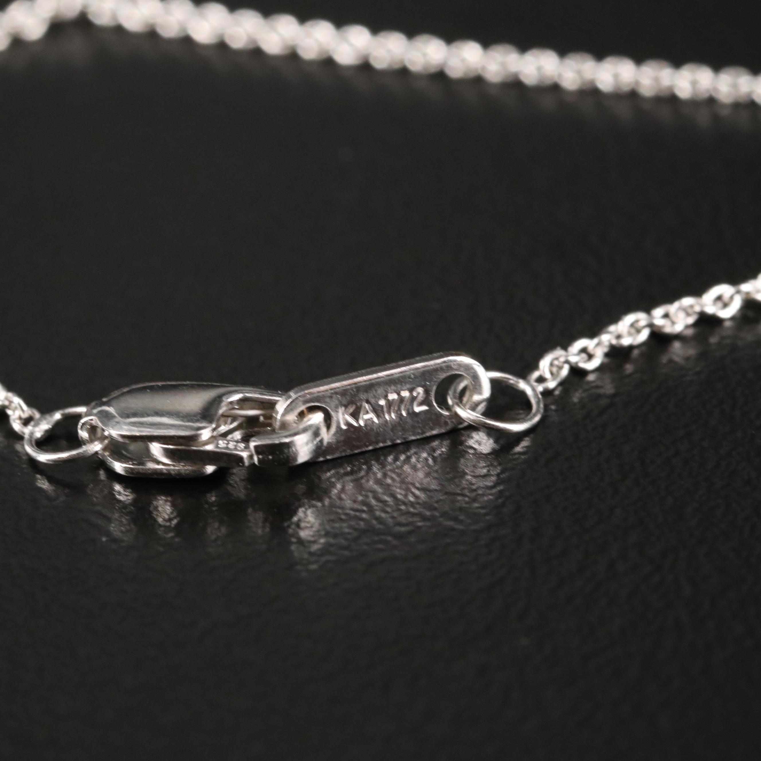 Sterling Blue and White Sapphire Owl Pendant Necklace