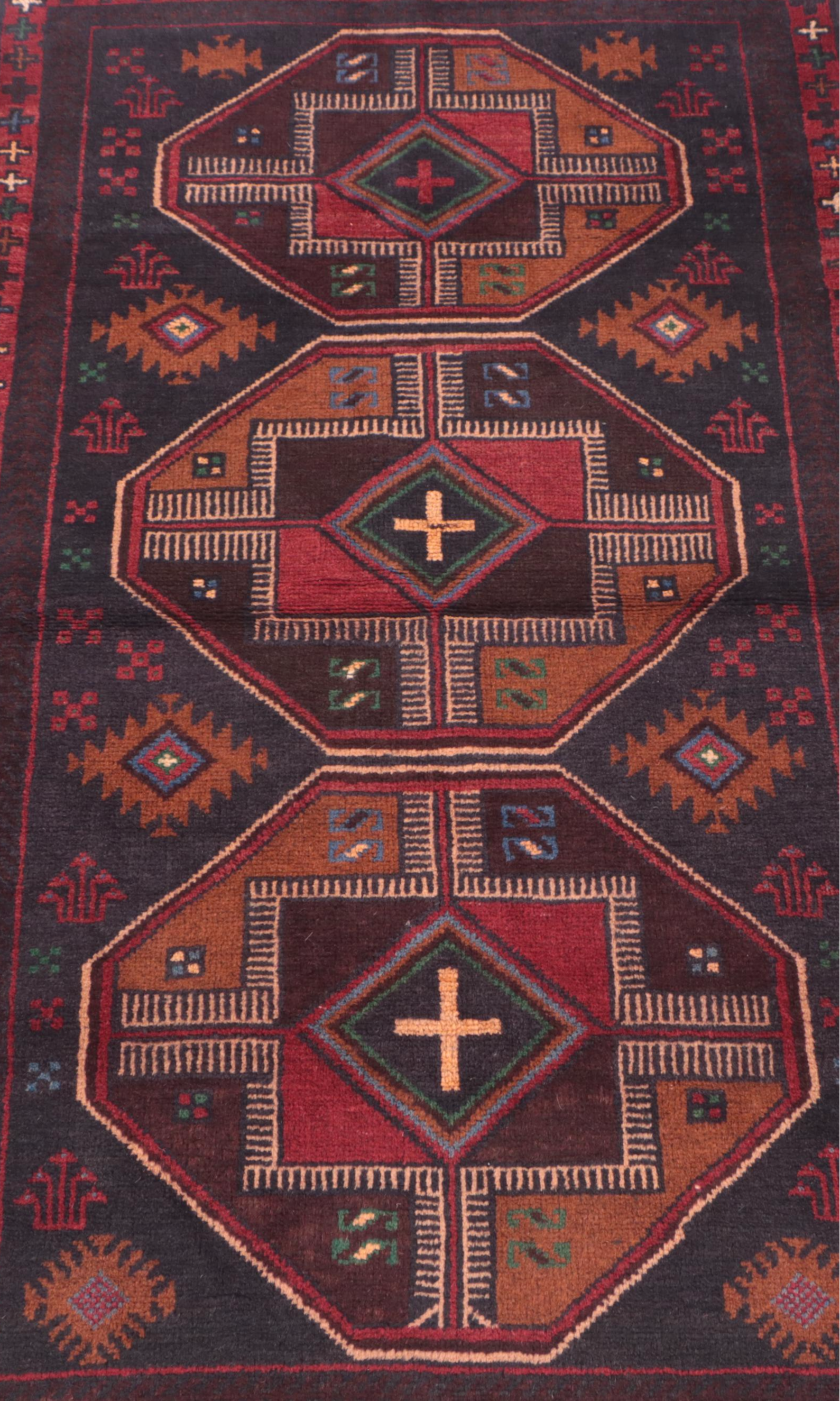 2'9 x 5' Hand-Knotted Afghan Taimani Accent Rug