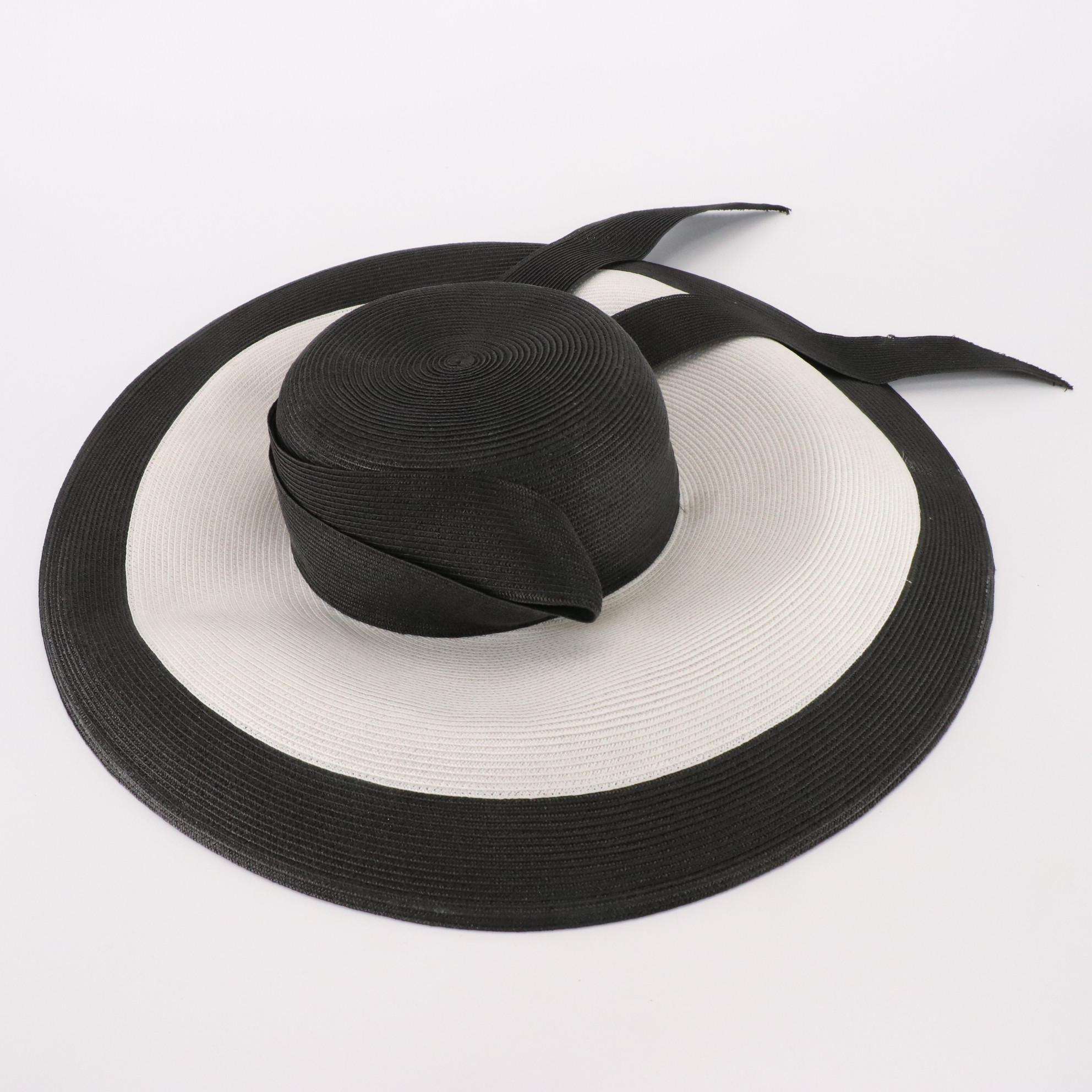 Eric Javits and Carina Gatto Black/White Wide Brim Hats with Box