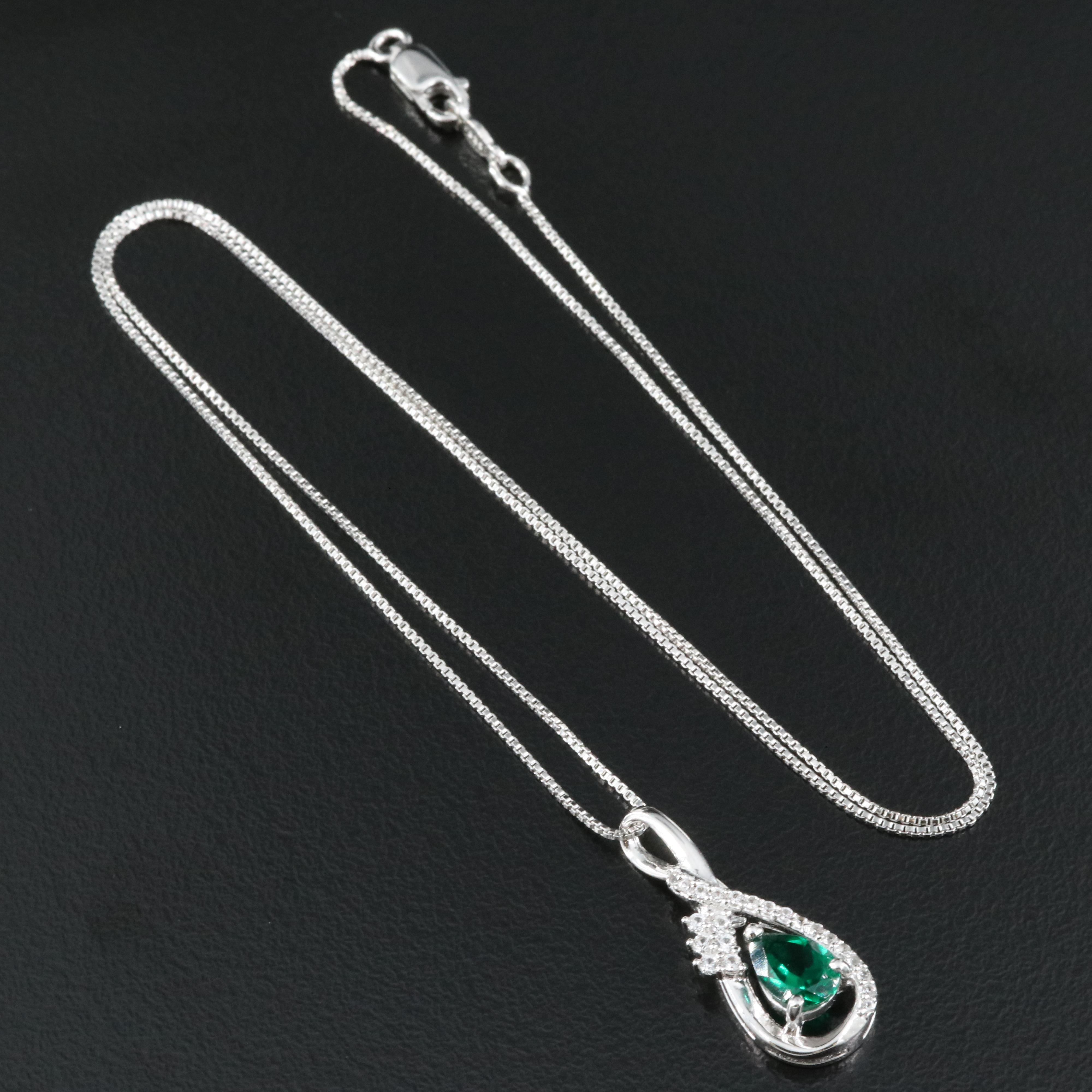 Sterling Emerald and Sapphire Pendant Necklace