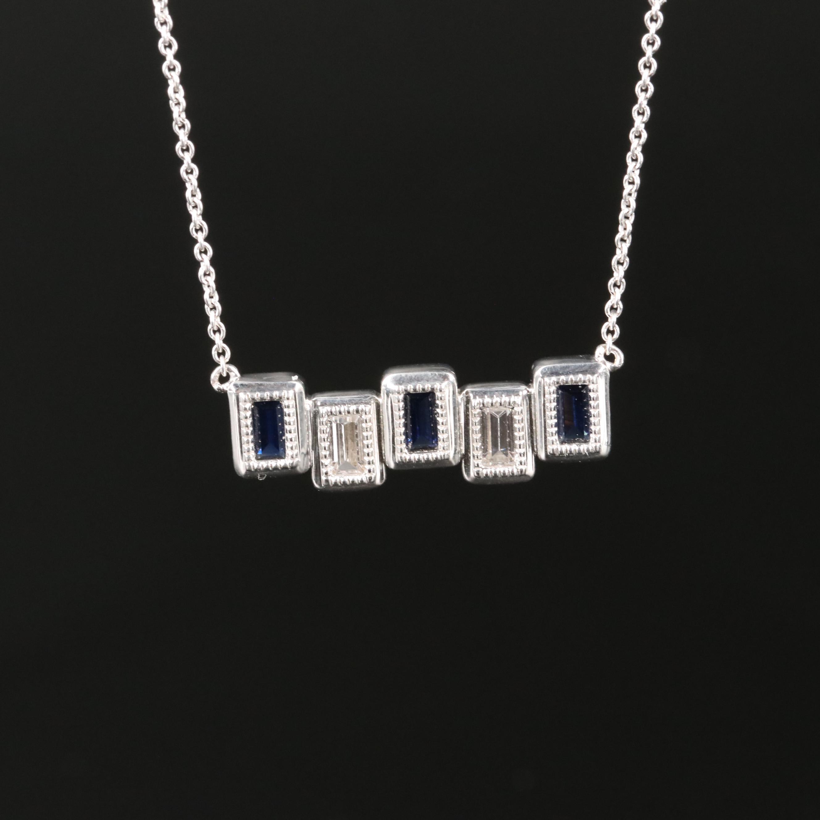 Sterling Sapphire Bar Necklace