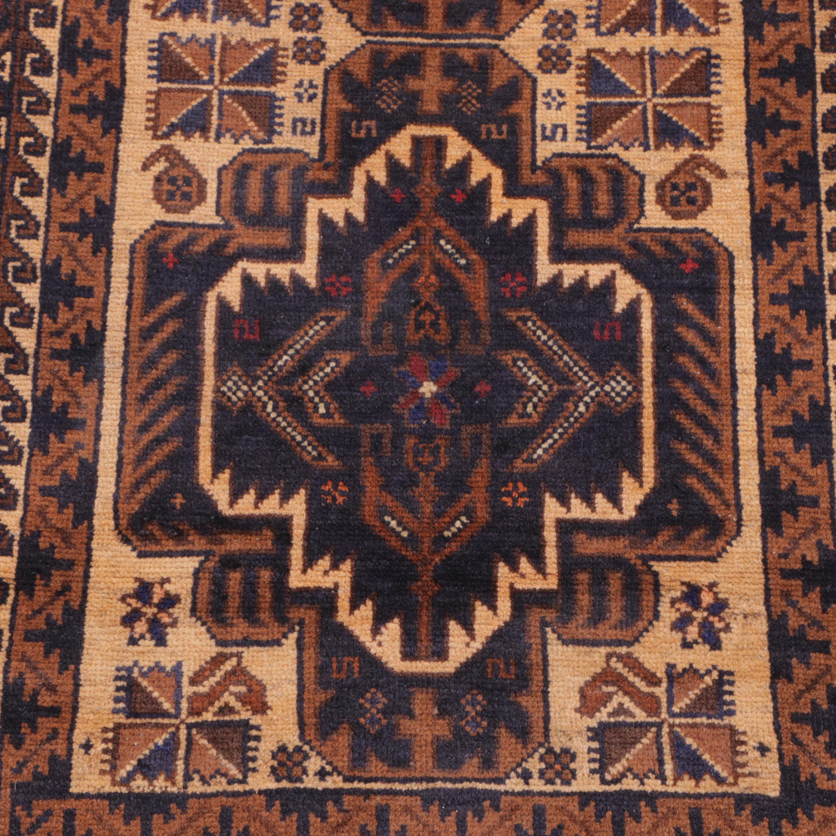 2'8 x 4'11 Hand-Knotted Afghan Baluch Accent Rug