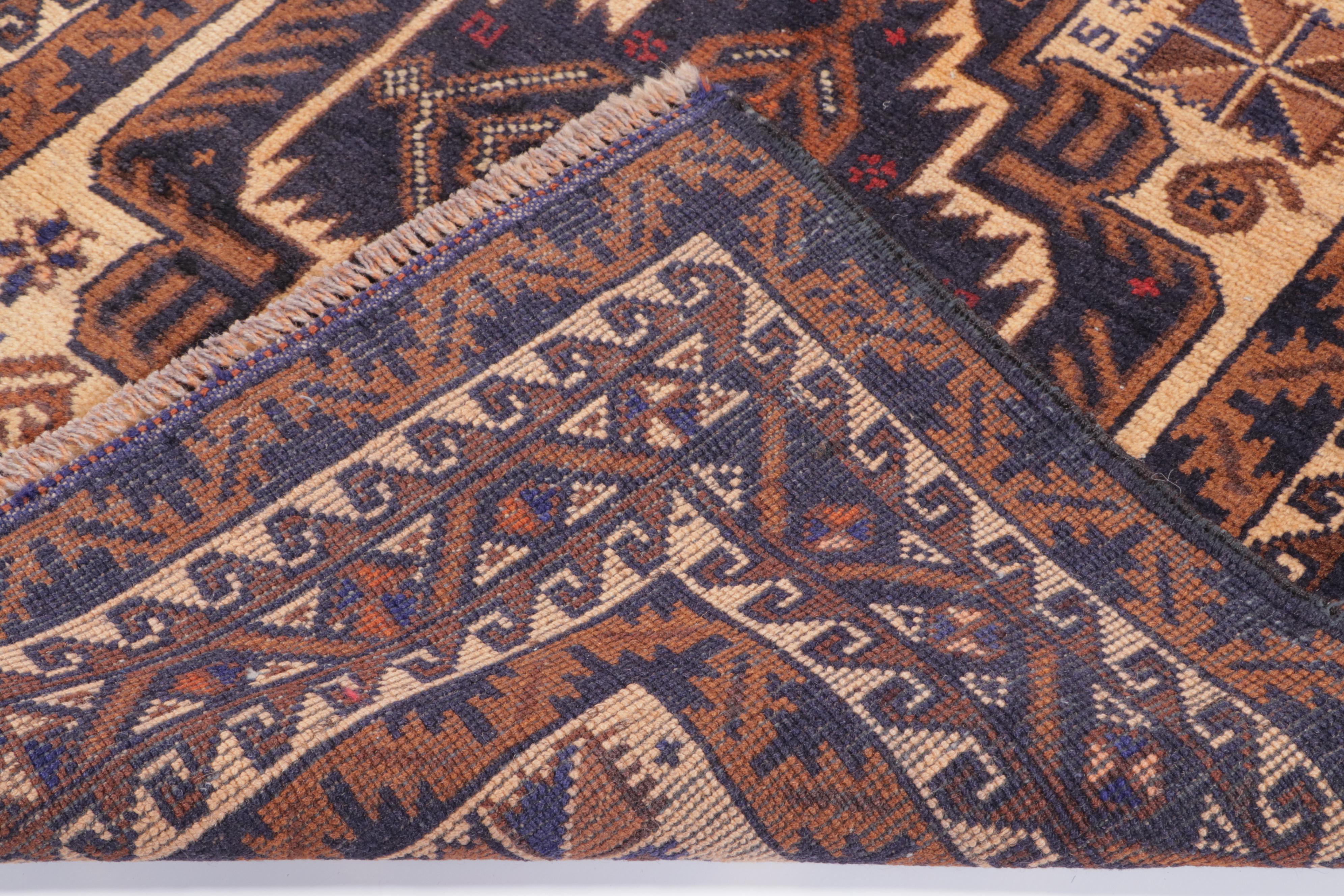 2'8 x 4'11 Hand-Knotted Afghan Baluch Accent Rug