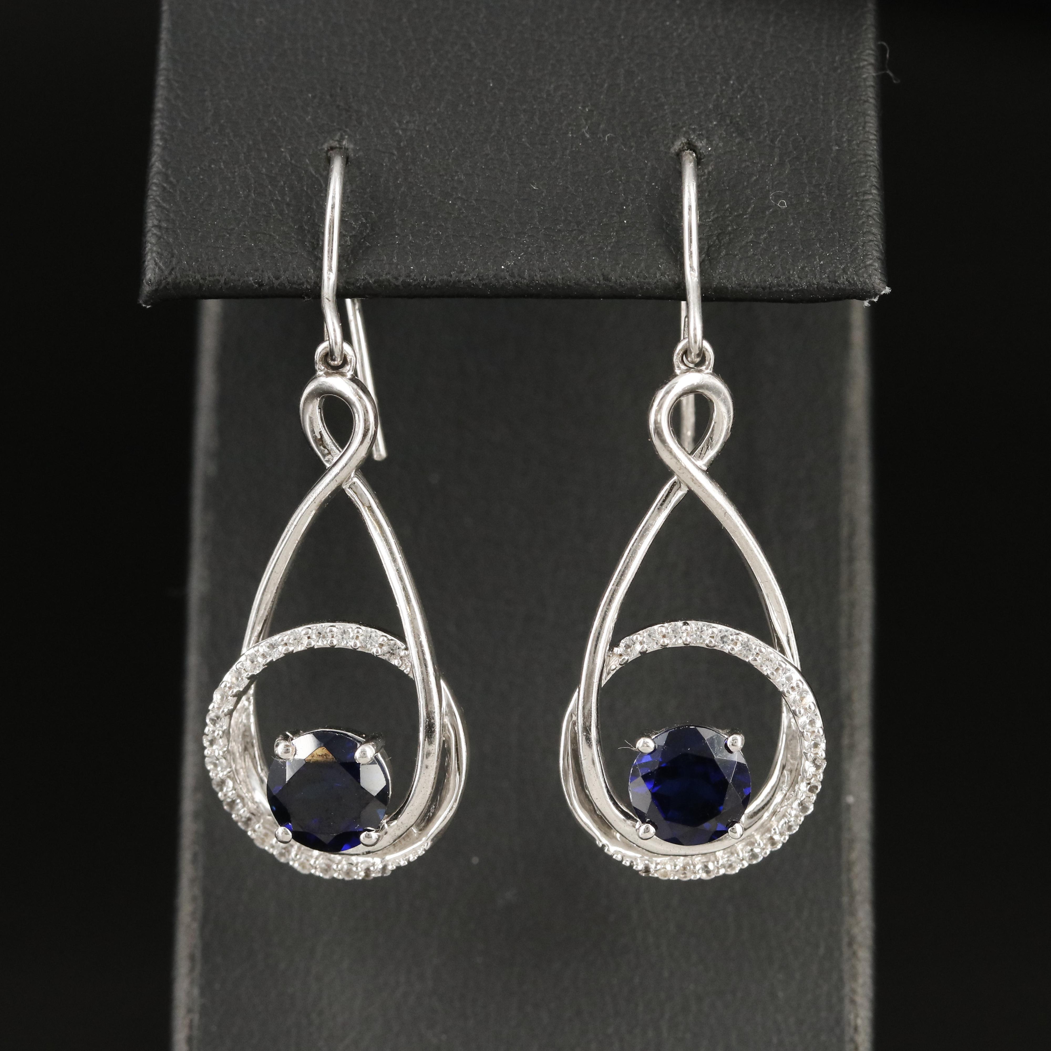 Sterling Sapphire Pendulum Earrings
