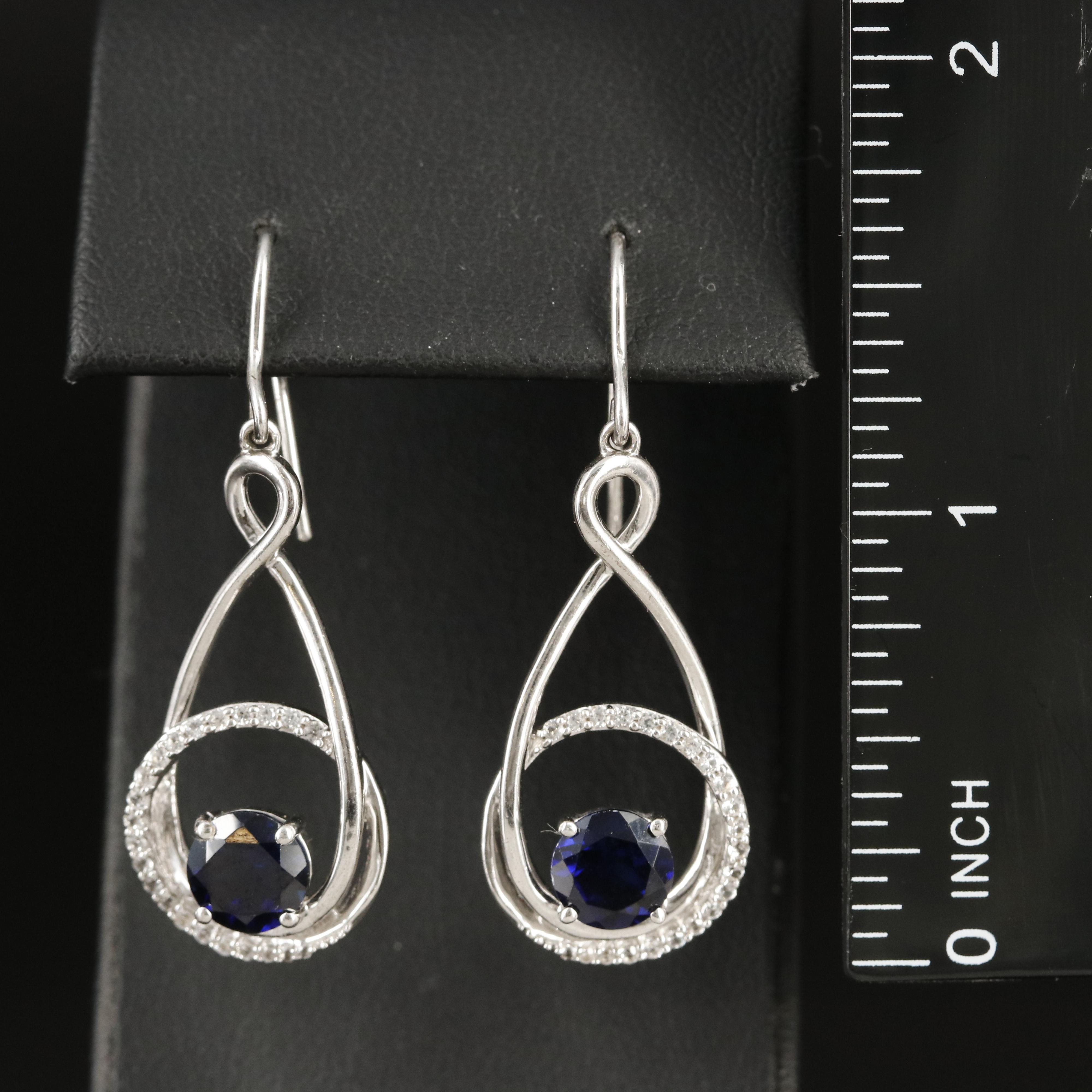 Sterling Sapphire Pendulum Earrings