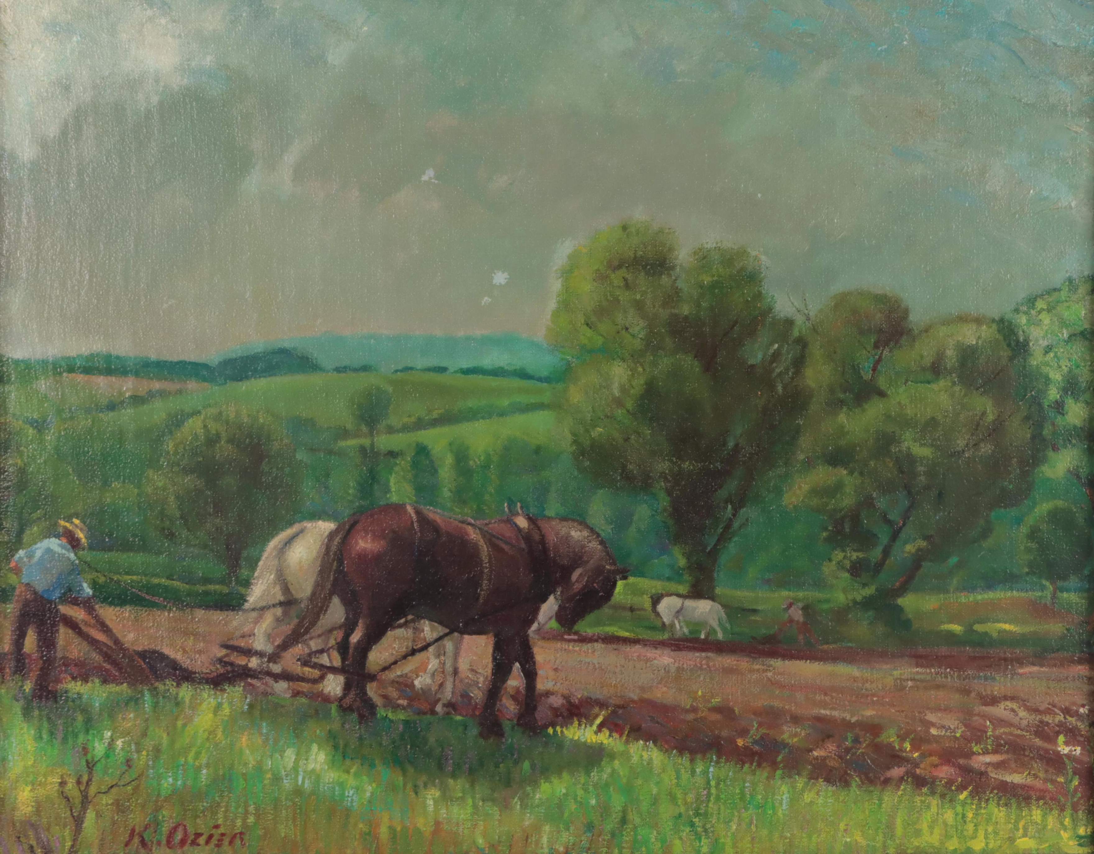 Kenneth H. Ozier Landscape Oil Painting, Mid to Late 20th Century