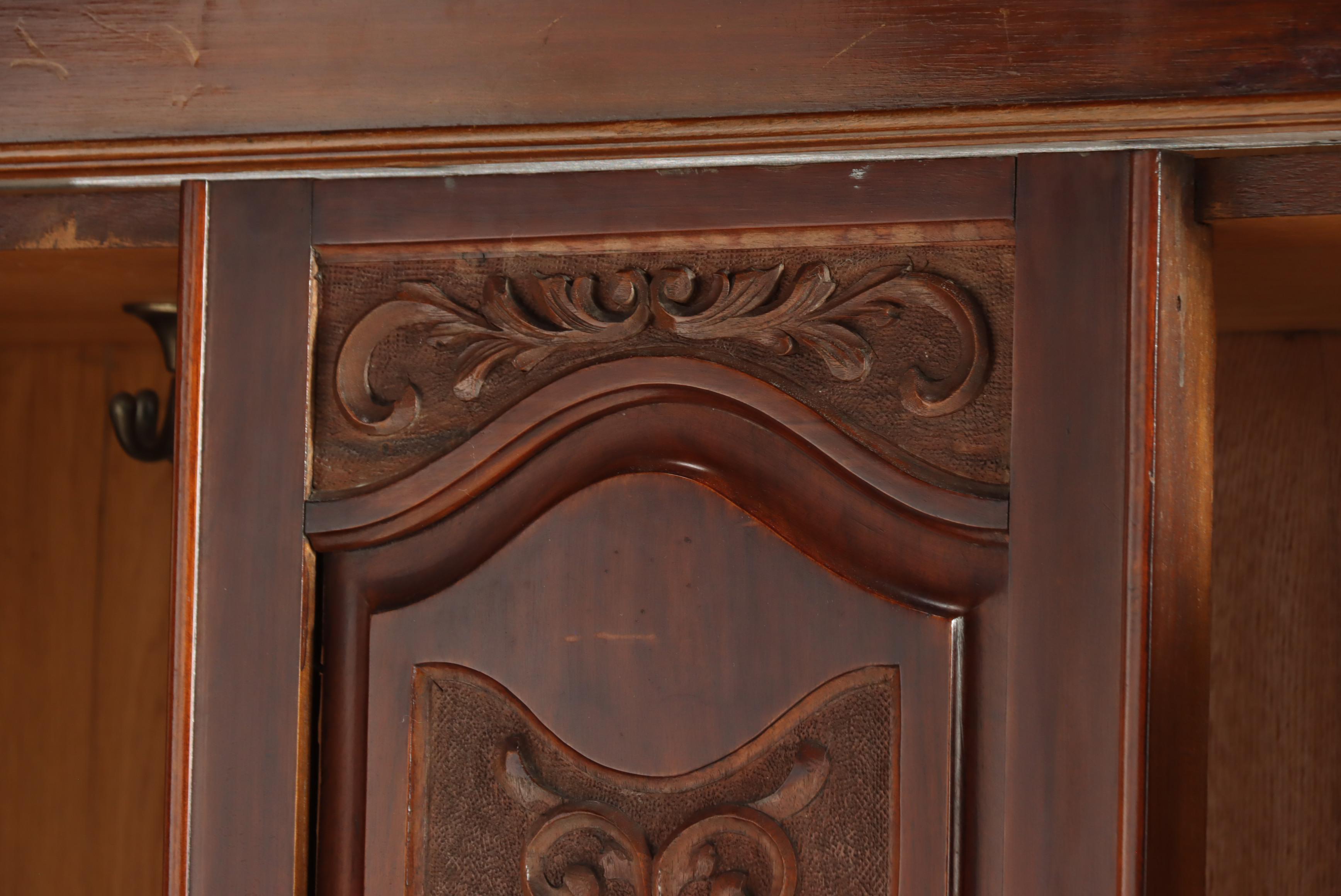 English Walnut Wardrobe, Early 20th Century