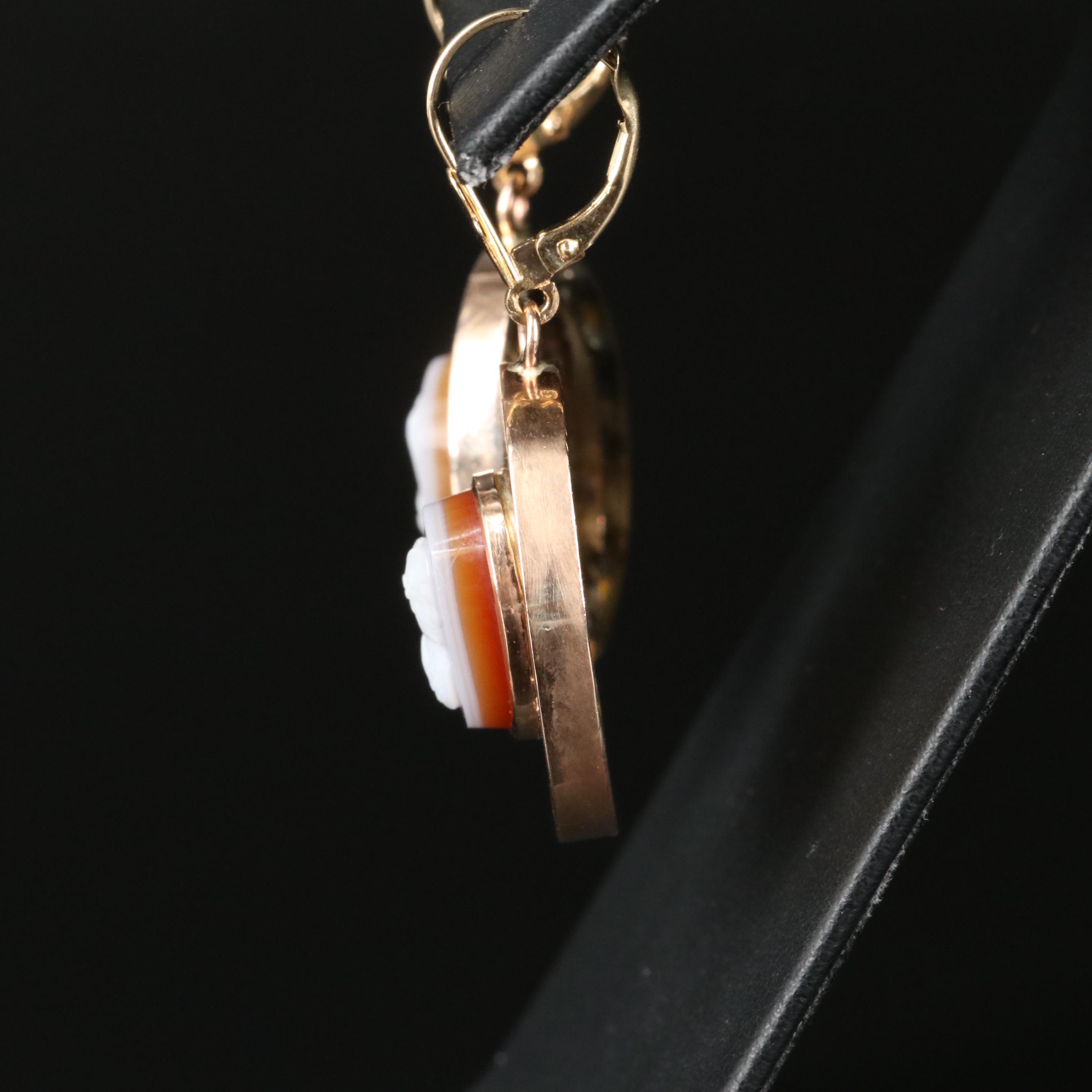 Vintage Agate Cameo Earrings
