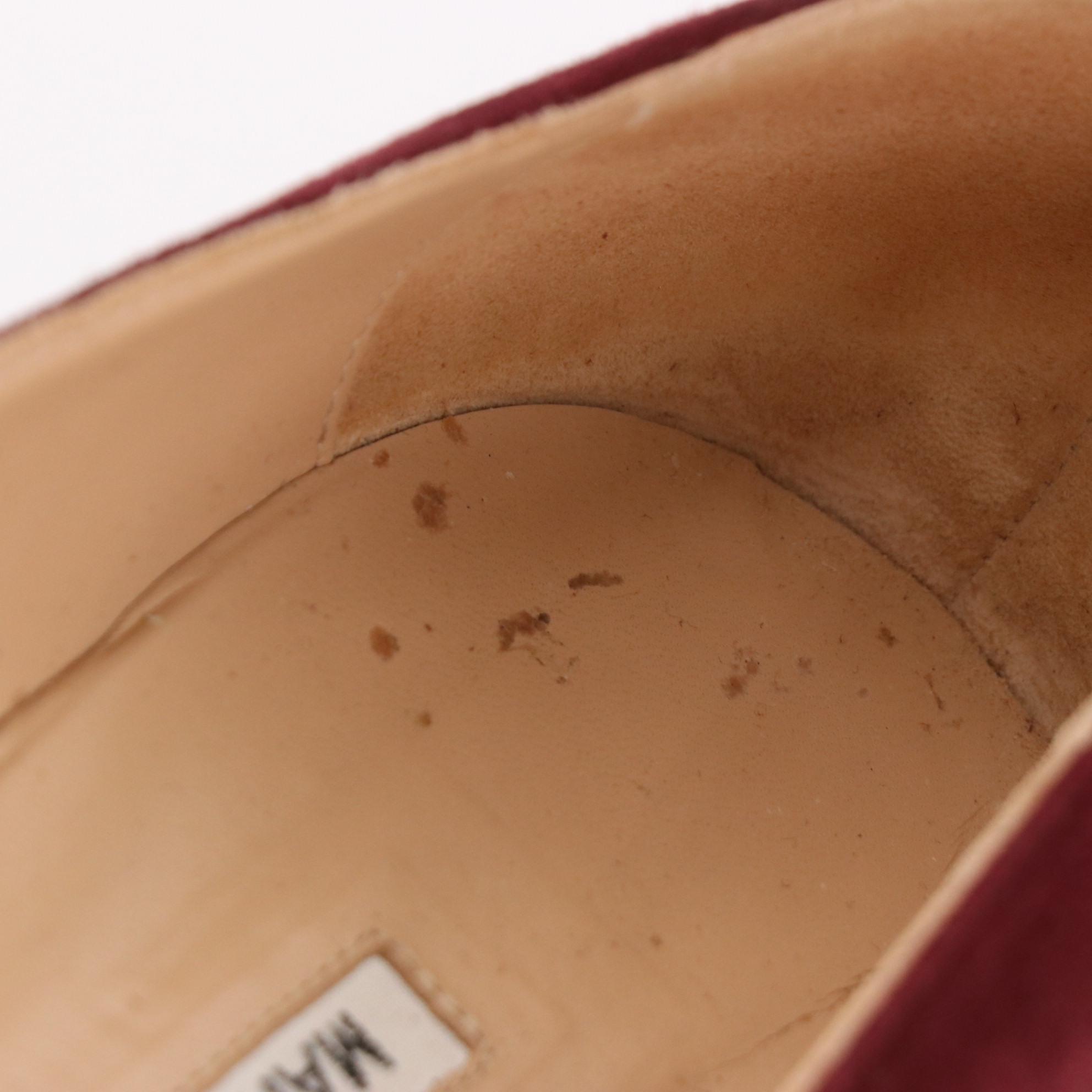 Manolo Blahnik Pointed Toe Kitten Heel Pumps in Bordeaux Suede with Box