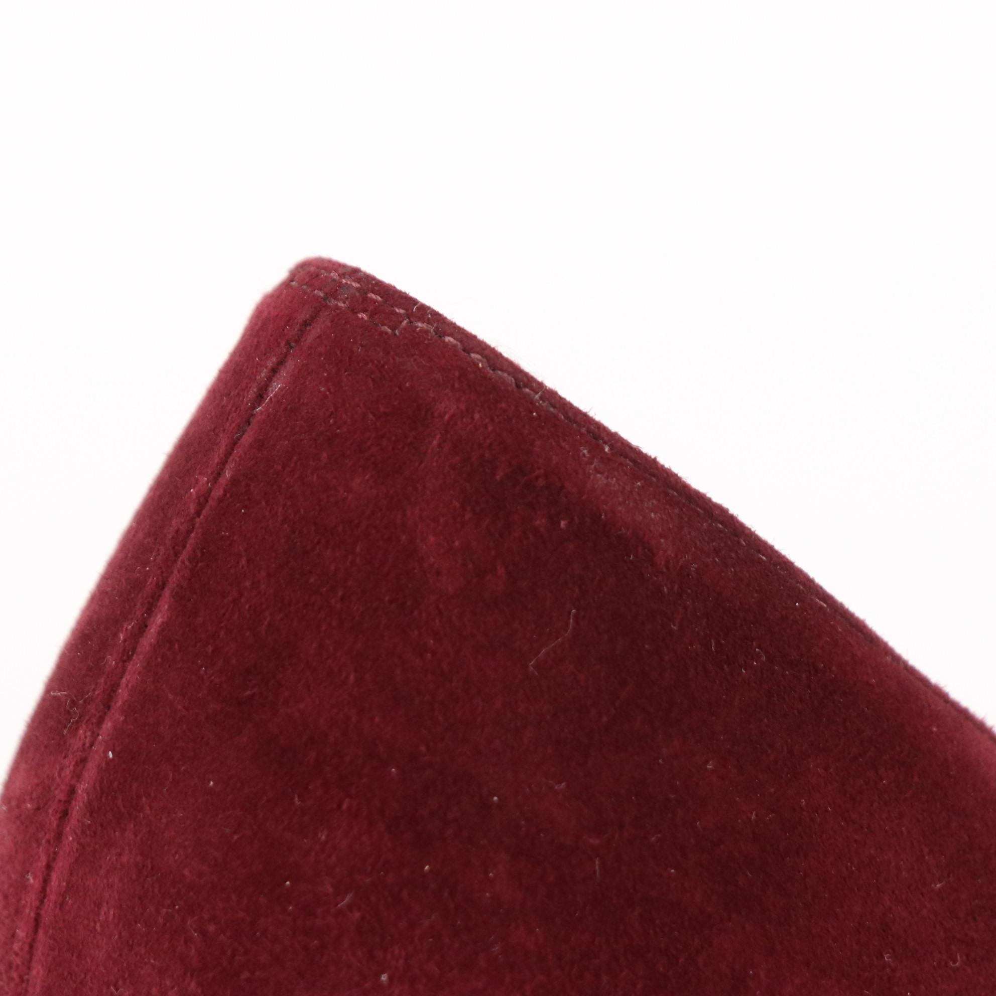 Manolo Blahnik Pointed Toe Kitten Heel Pumps in Bordeaux Suede with Box