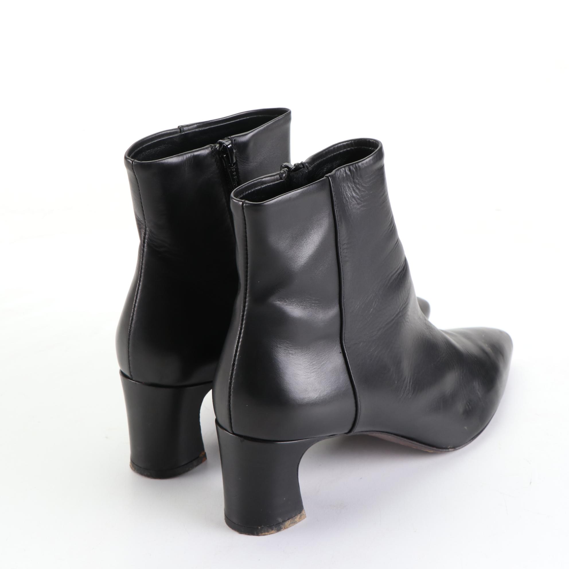 Attilio Giusti Leombruni Black Leather Ankle Boots with Box