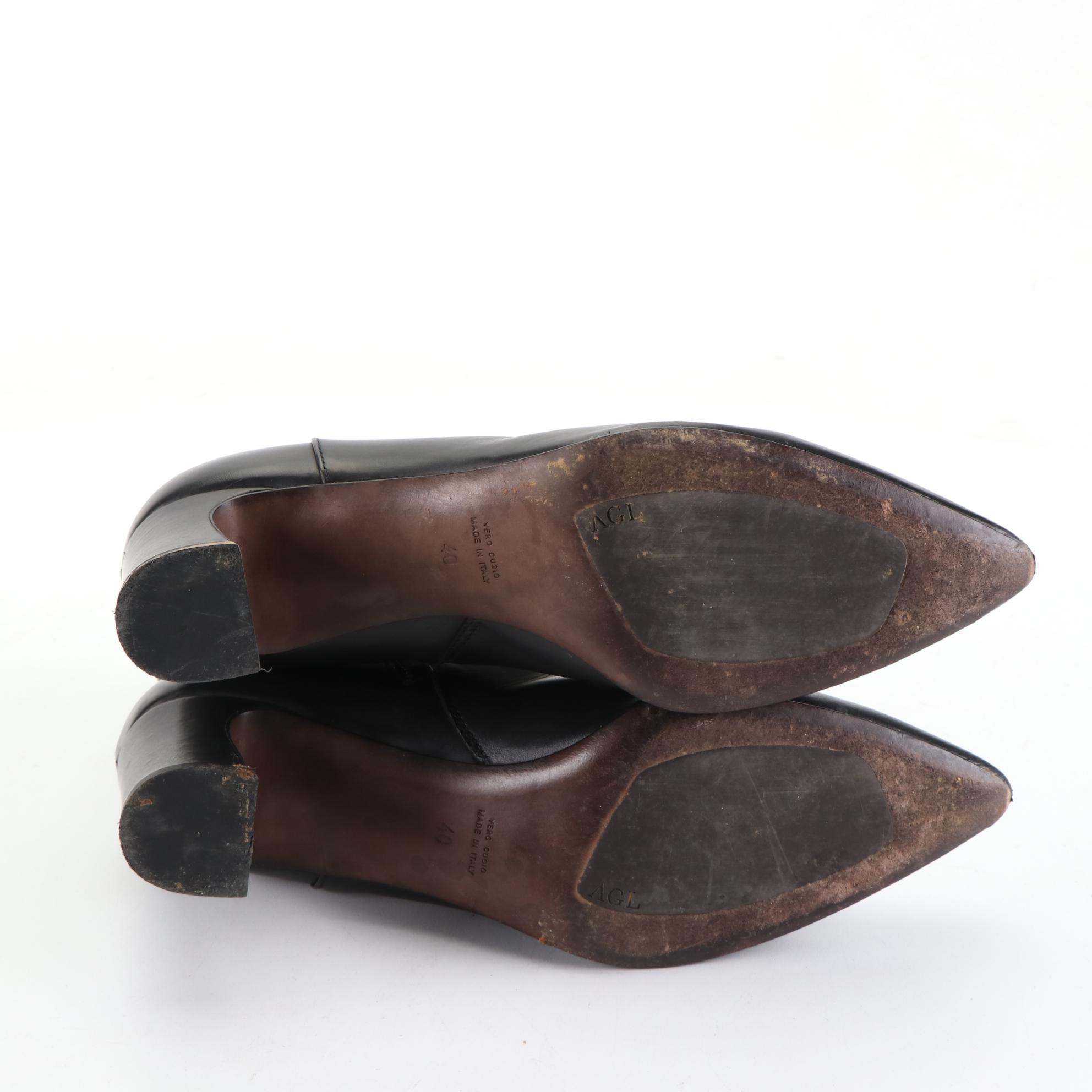 Attilio Giusti Leombruni Black Leather Ankle Boots with Box