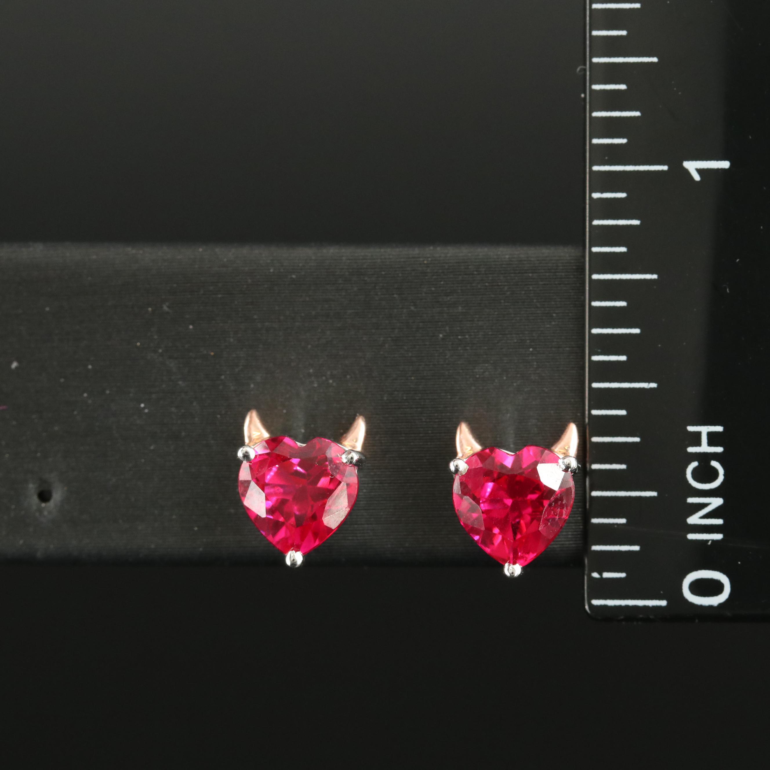 Sterling Ruby Devil Heart Earrings
