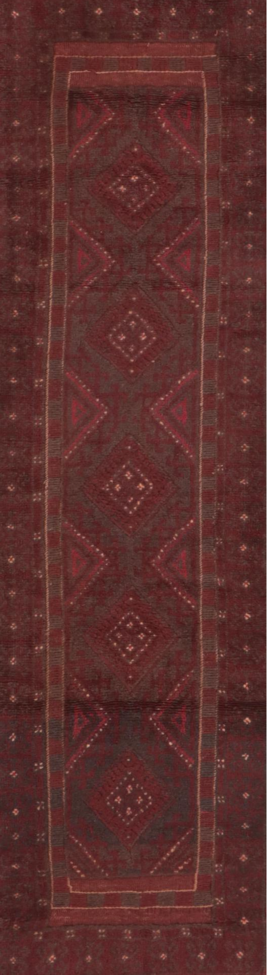 2' x 8' Hand-Knotted Afghan Mixed Technique Carpet Runner