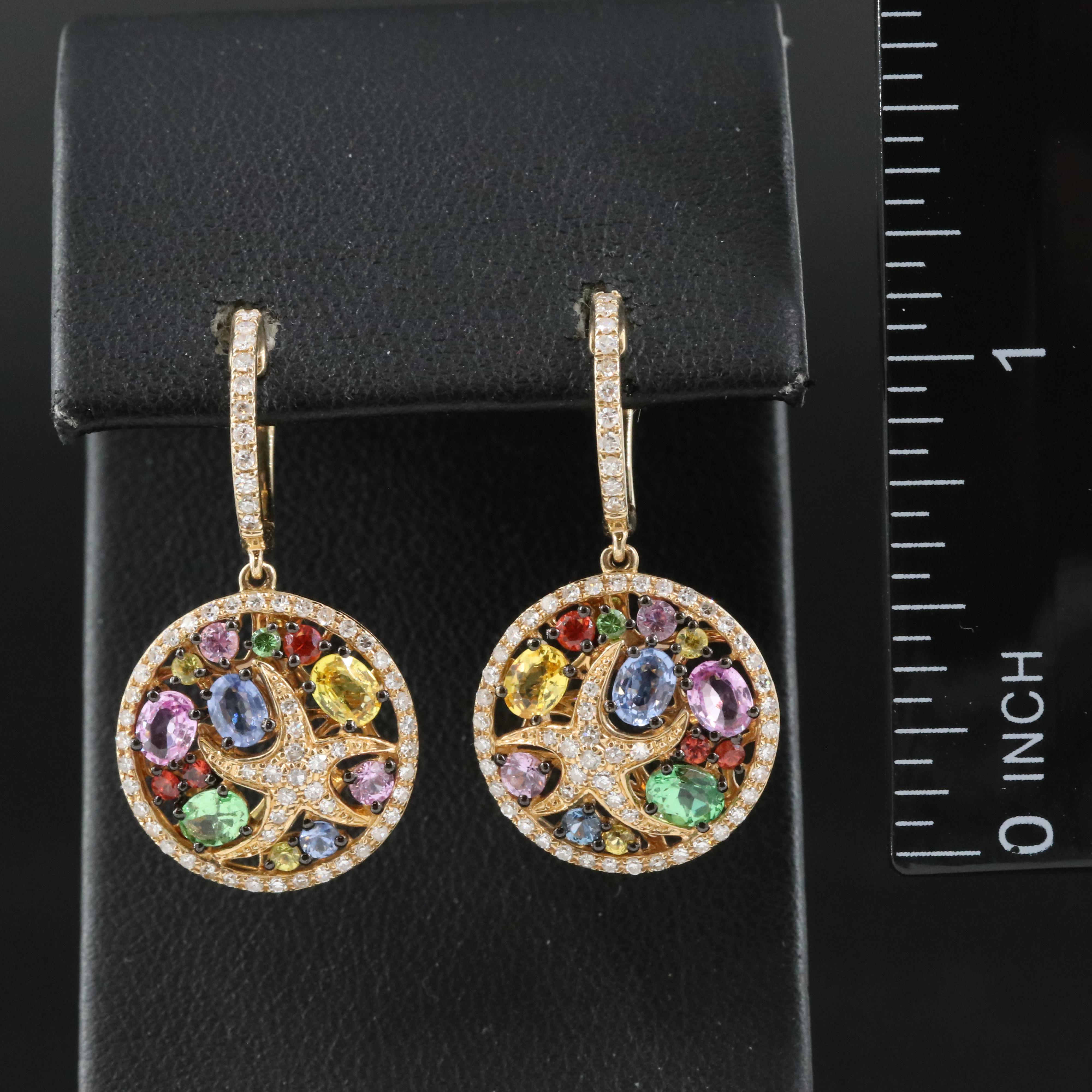 EFFY 14K Tsavorite, Sapphire and Diamond Starfish Earrings