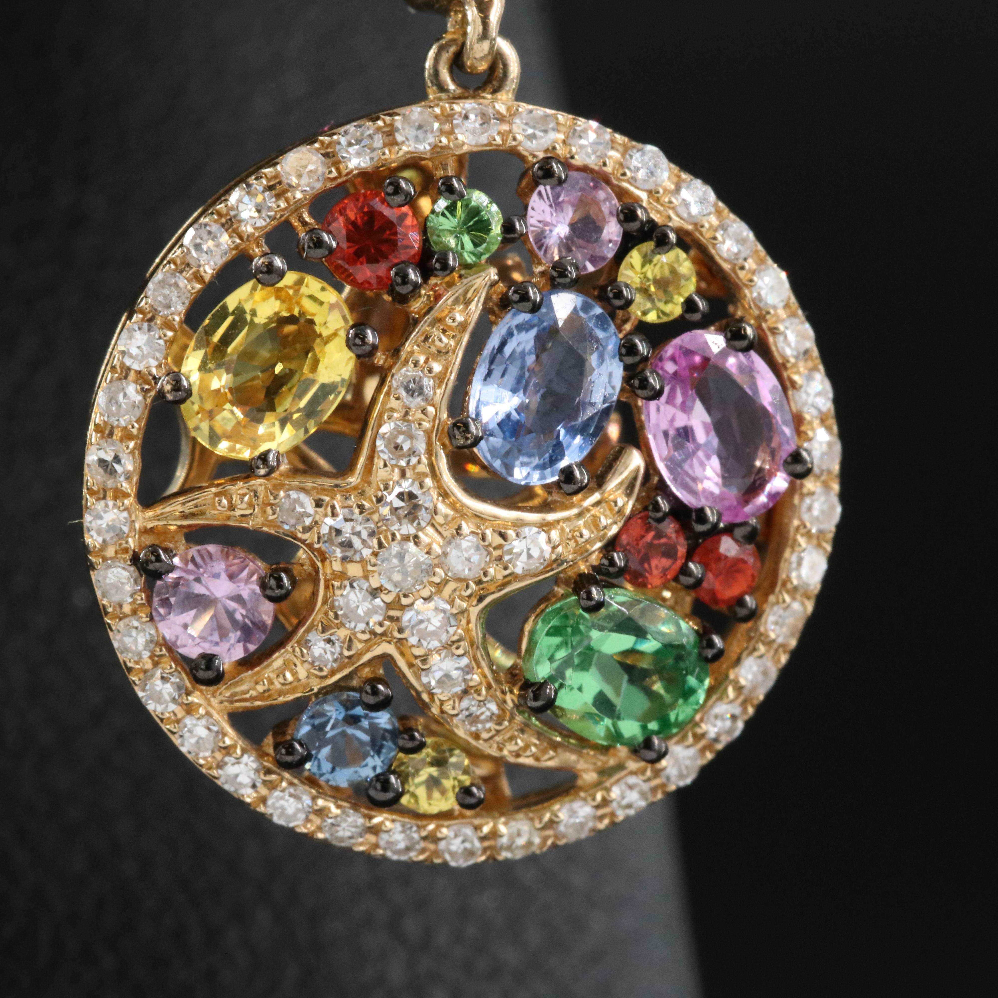 EFFY 14K Tsavorite, Sapphire and Diamond Starfish Earrings