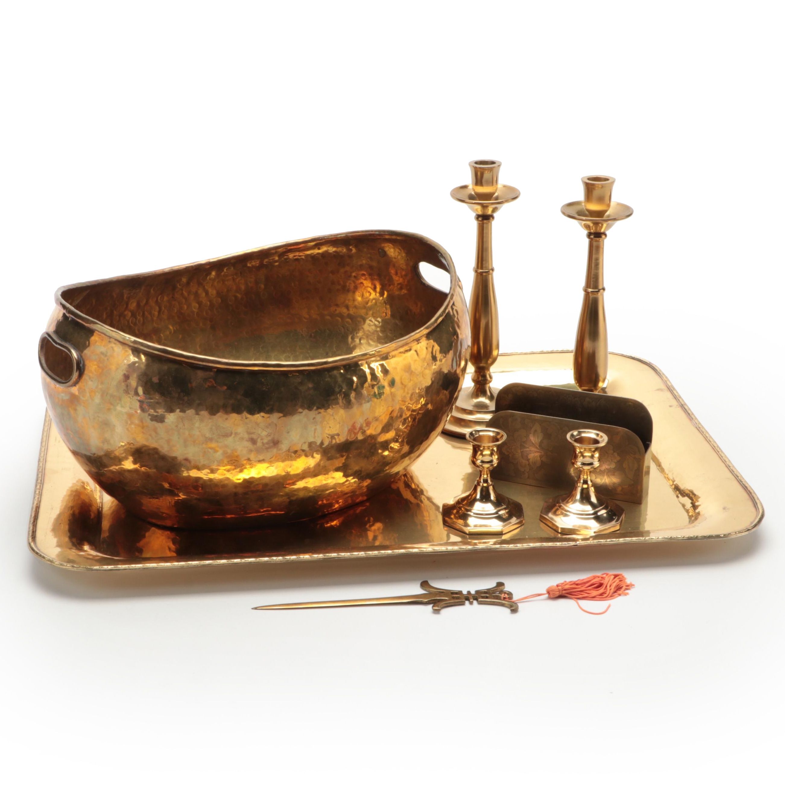 Pottery Barn and Other Brass Candlesticks and More Décor