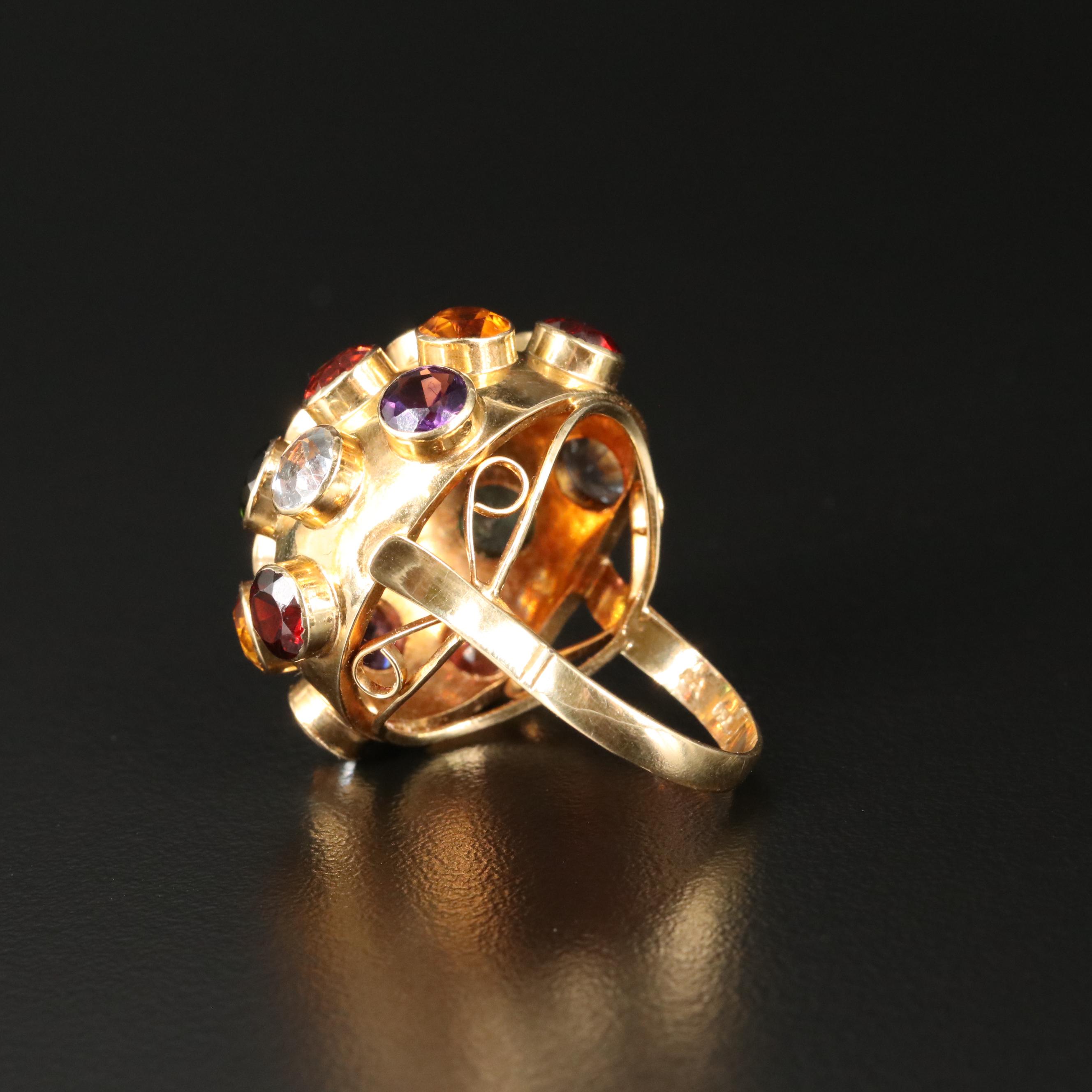 18K Amethyst and Gemstone Sputnik Ring