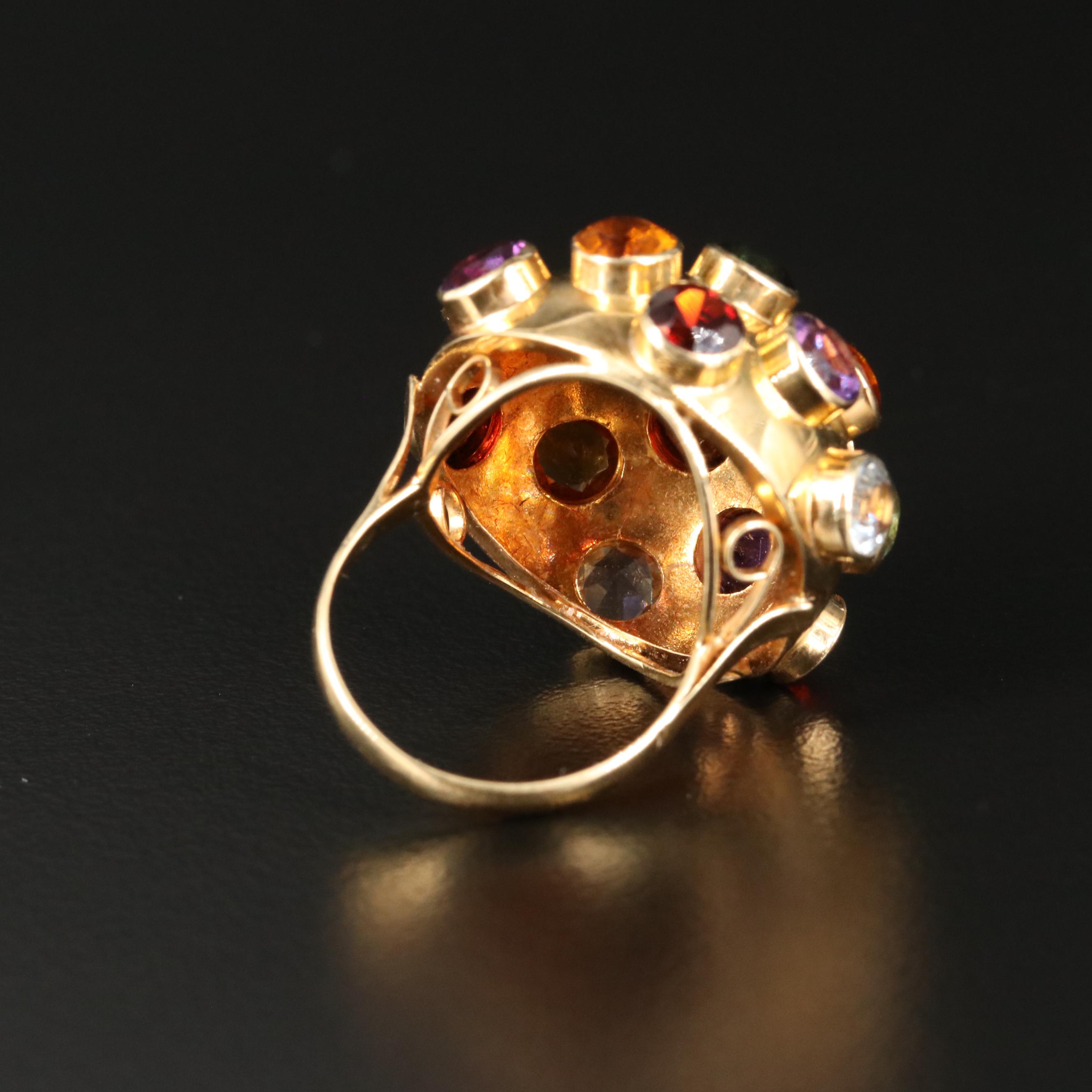 18K Amethyst and Gemstone Sputnik Ring