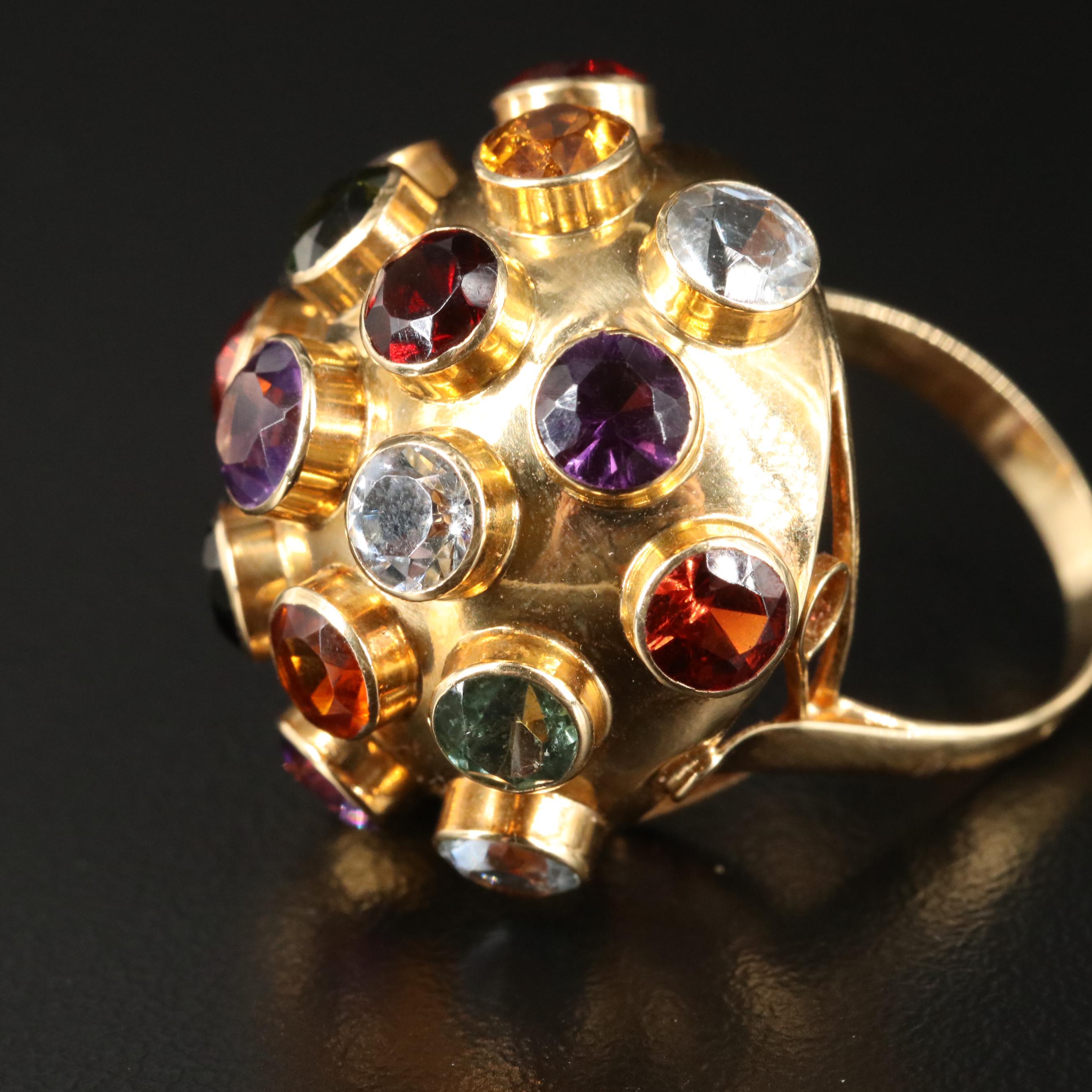 18K Amethyst and Gemstone Sputnik Ring