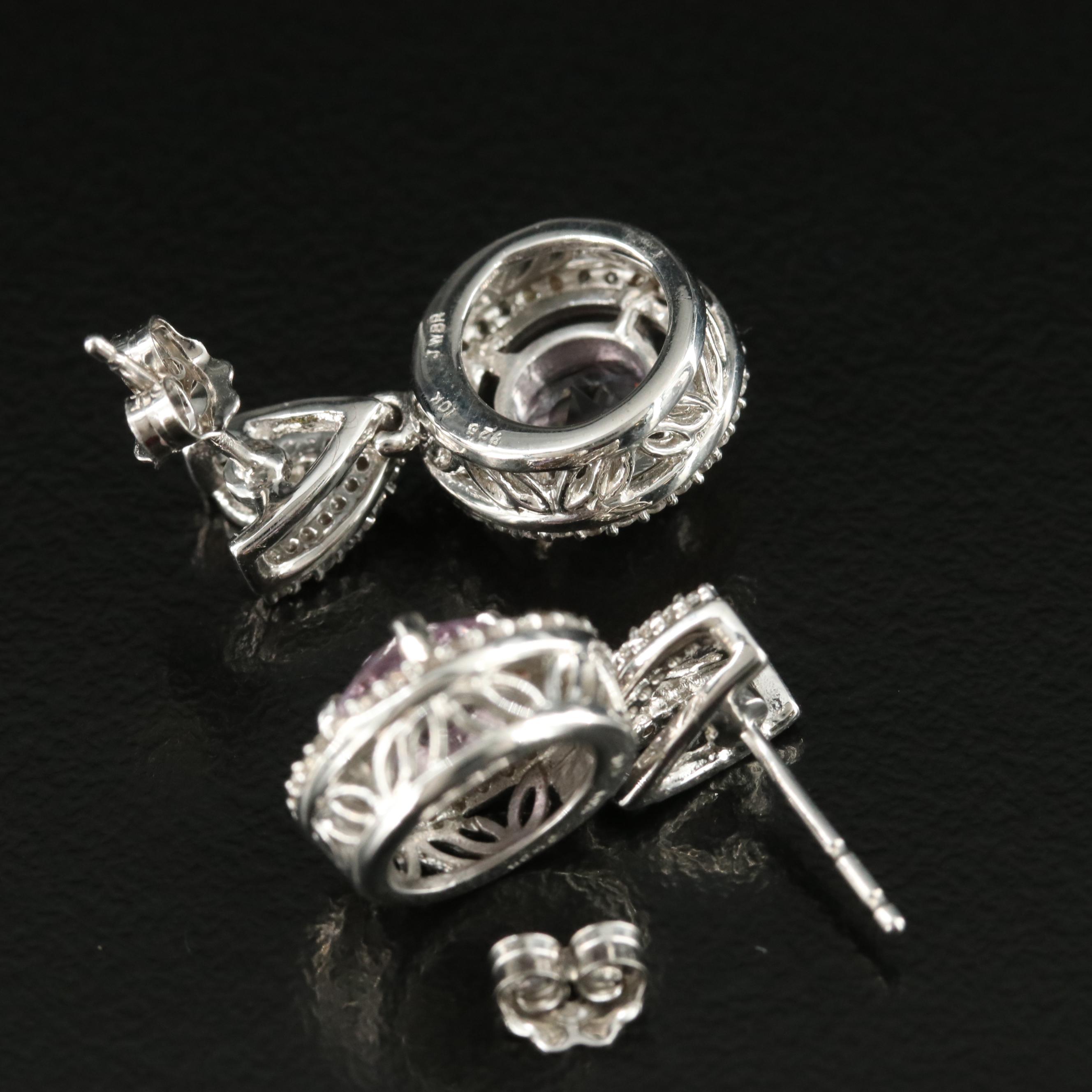 Sterling Amethyst and Sapphire Earrings with Rose Gold Accent