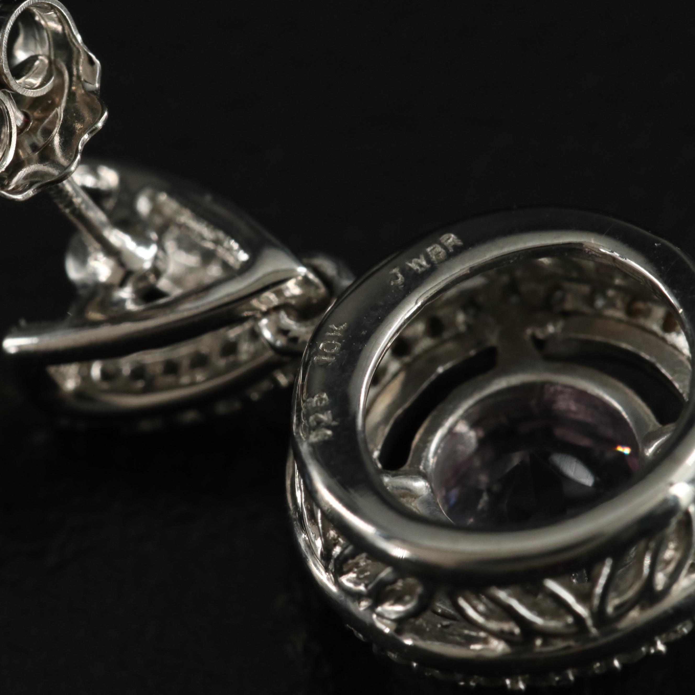 Sterling Amethyst and Sapphire Earrings with Rose Gold Accent